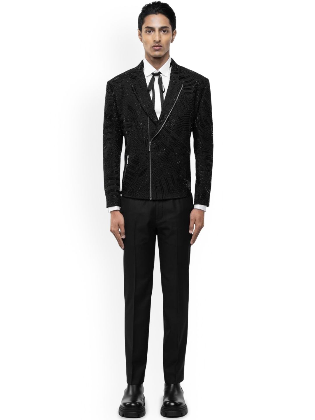 SDS By Kushal Shah Lapel Collar Crop Biker Jacket-picture-32