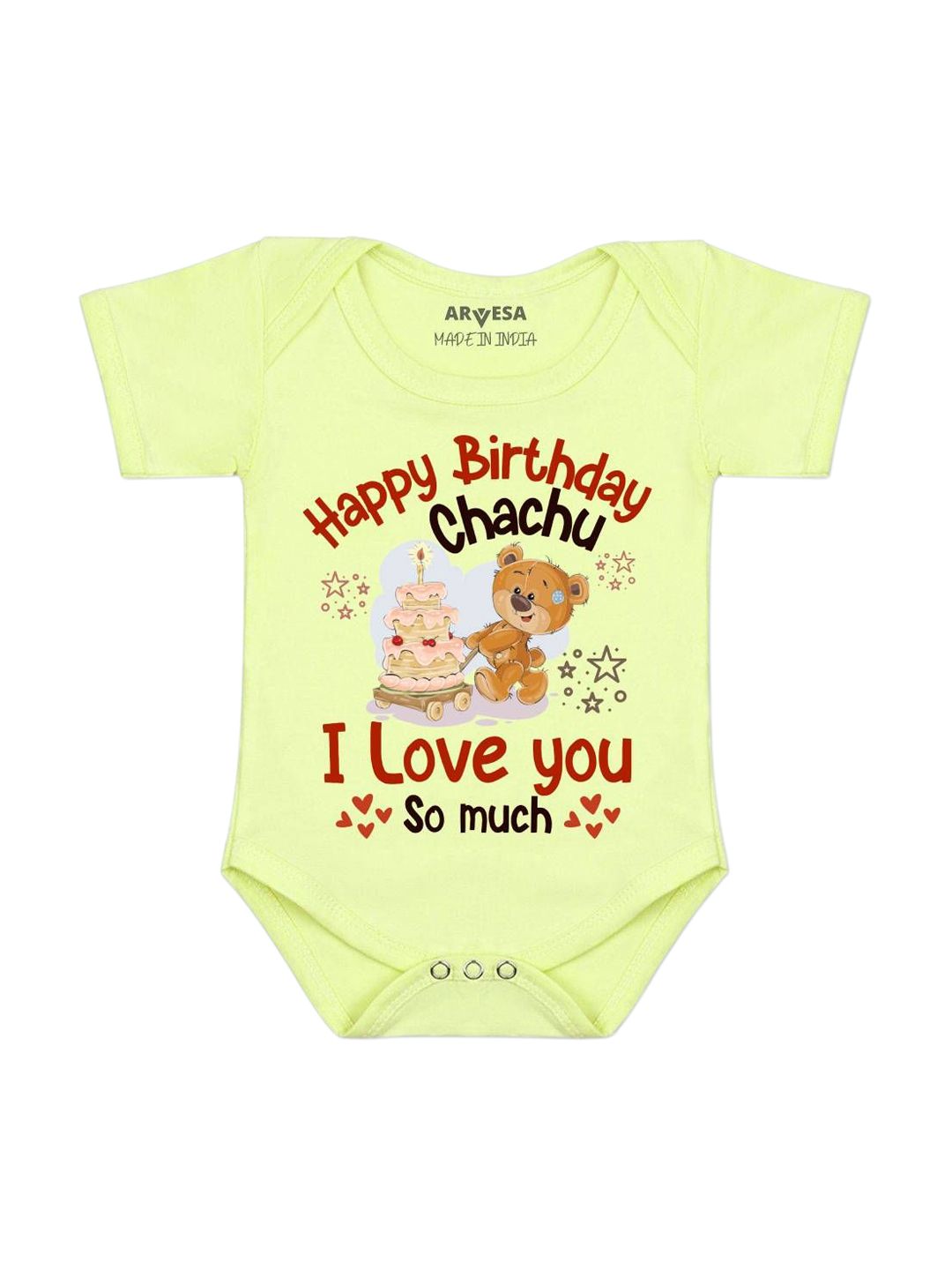 Arvesa Happy Birthday Chachu Printed Bodusuit-picture-26
