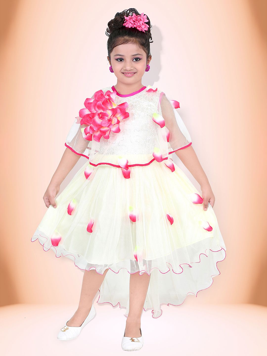 KAARIGARI Girls Floral Solid Fit & Flare Dress-picture-31