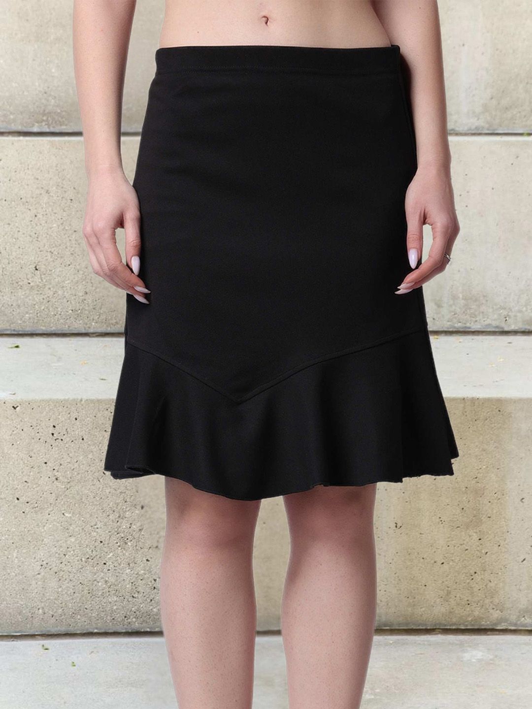 Dressberry Twill Frill Knee Length Pencil Skirt-picture-15