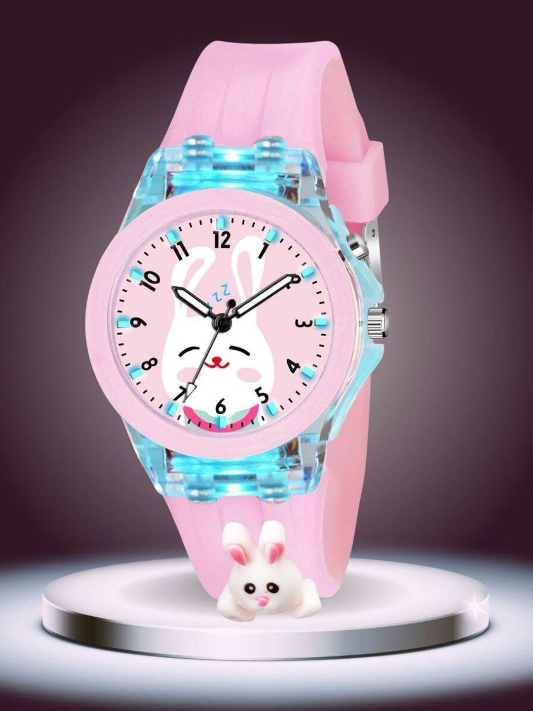 ON TIME OCTUS Girls Printed Dial Led Analogue Watch KD-029 PINK RABBIT-picture-35