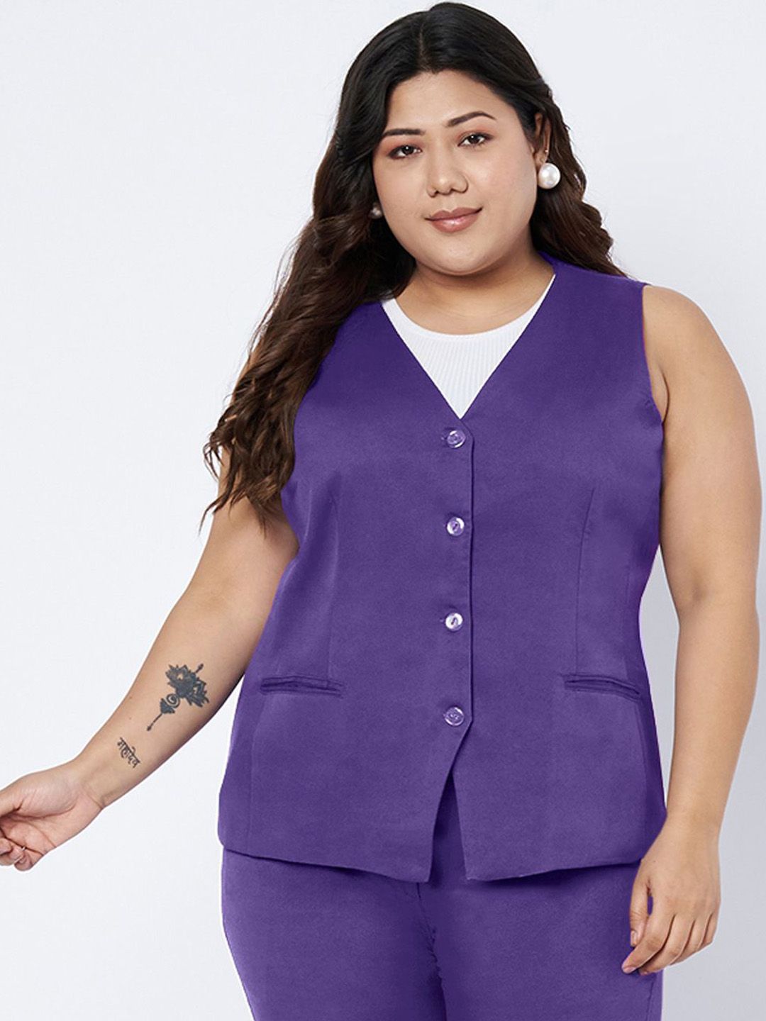 BRINNS Plus Size V Neck Waistcoat-picture-36