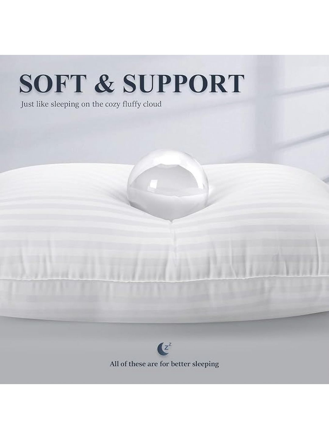 Shadowkart White 4 Pieces Striped Fibre Filled Ultra Soft Sleep Pillows-image-25
