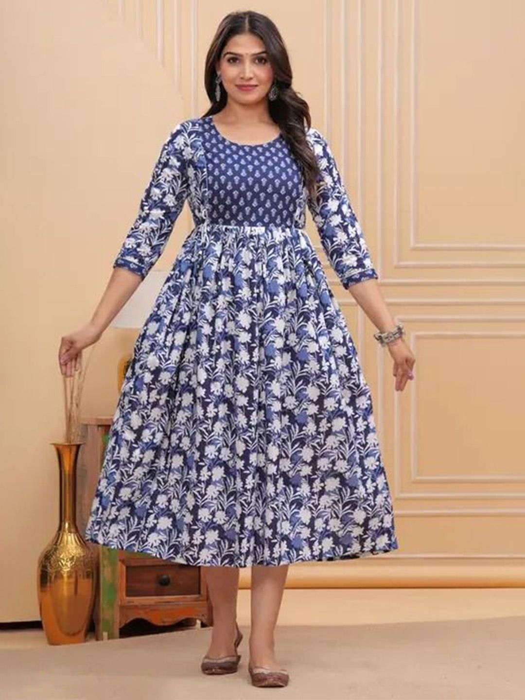 TROPWEAR Floral Printed Cotton Maternity Anarkali Kurta-picture-14