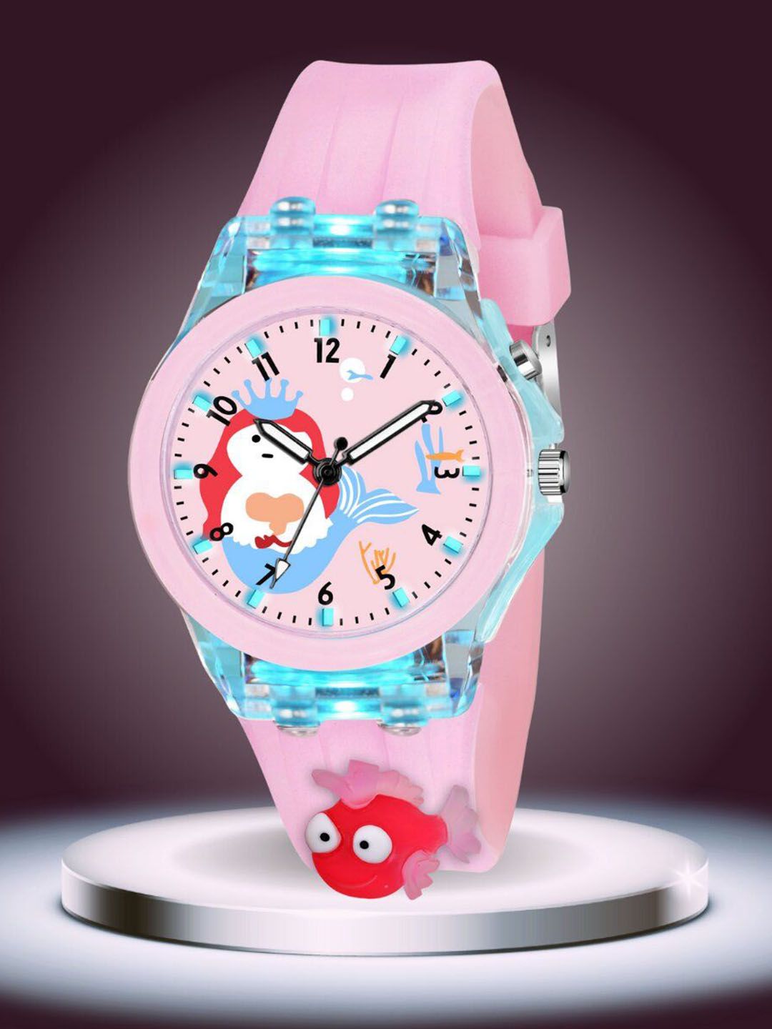 ON TIME OCTUS Girls Printed Dial & 3D Straps Analogue Watch KD-030 PINK FISH-picture-26