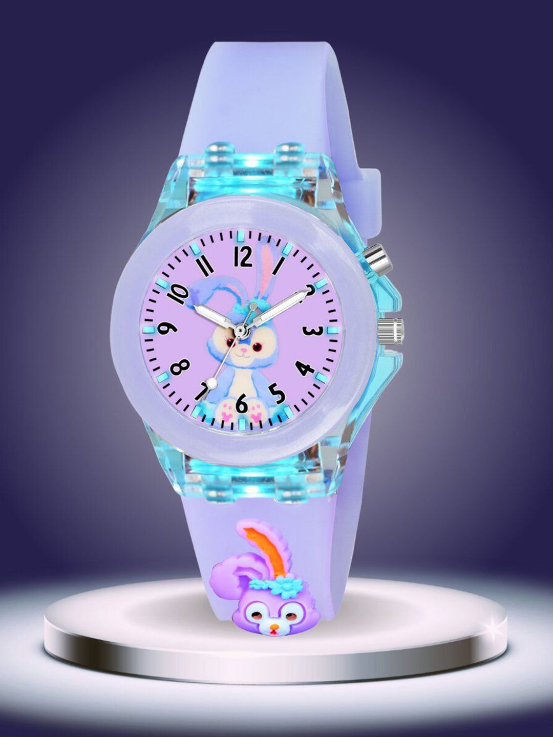 ON TIME OCTUS Kids Printed Dial & Straps Analogue Watch KD-032 PURPLE RABBIT-picture-13