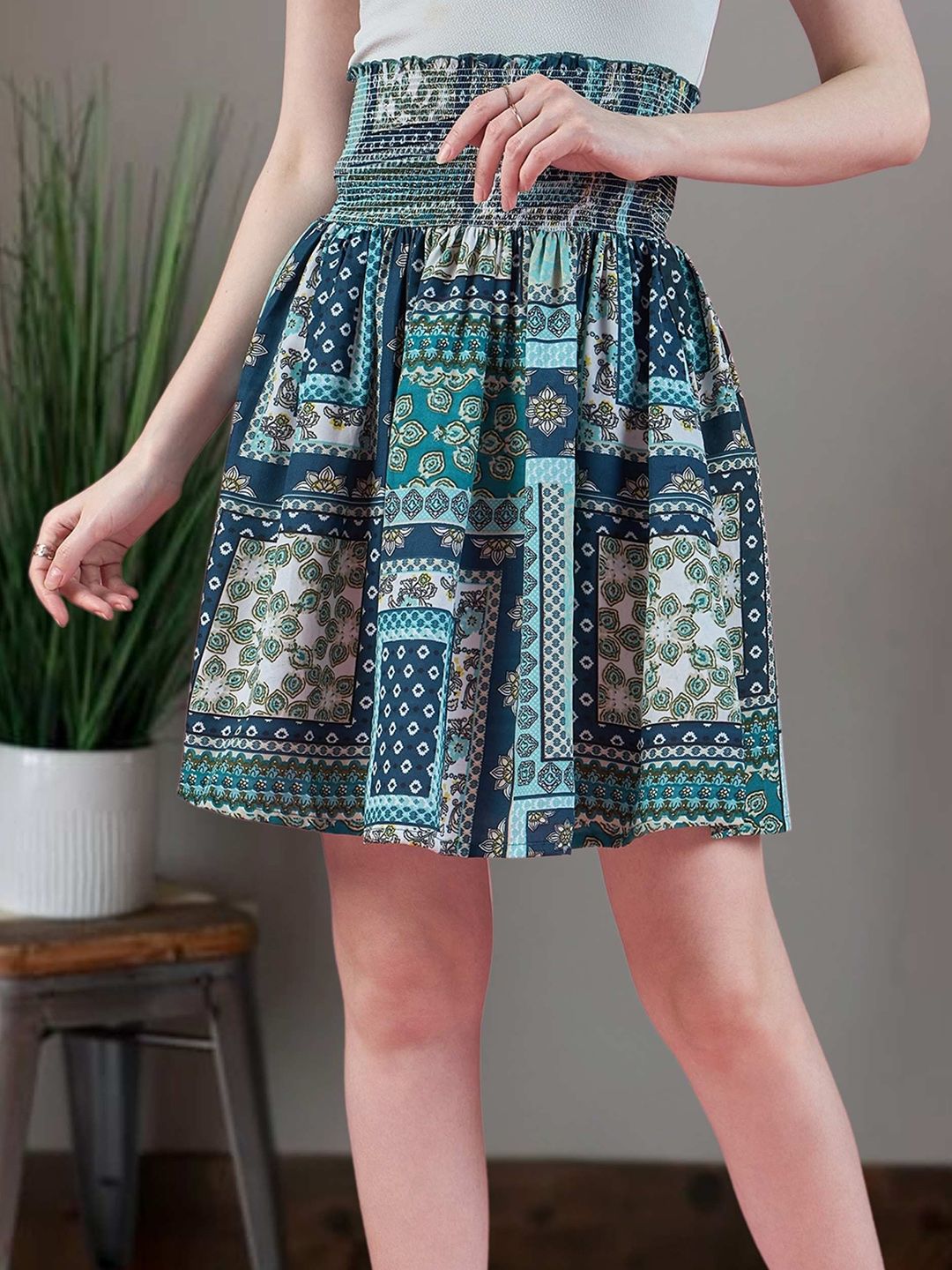 Dressberry Boho Printed Flared Knee Length Skirt-picture-10