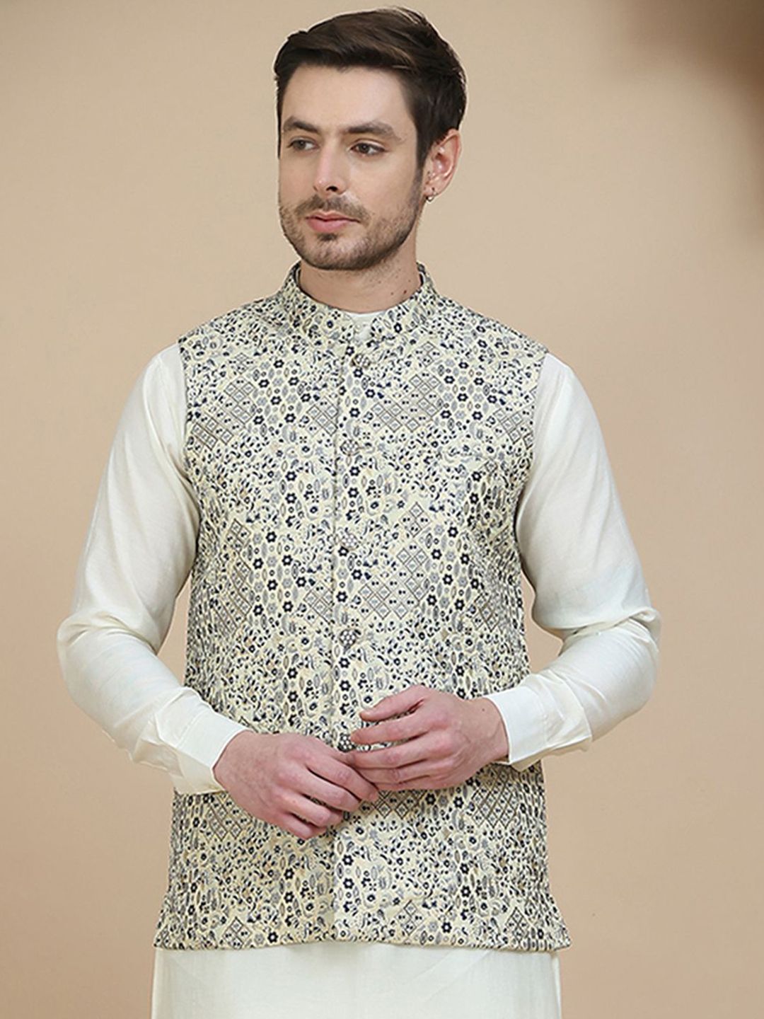 Jompers Woven Design Nehru Jacket