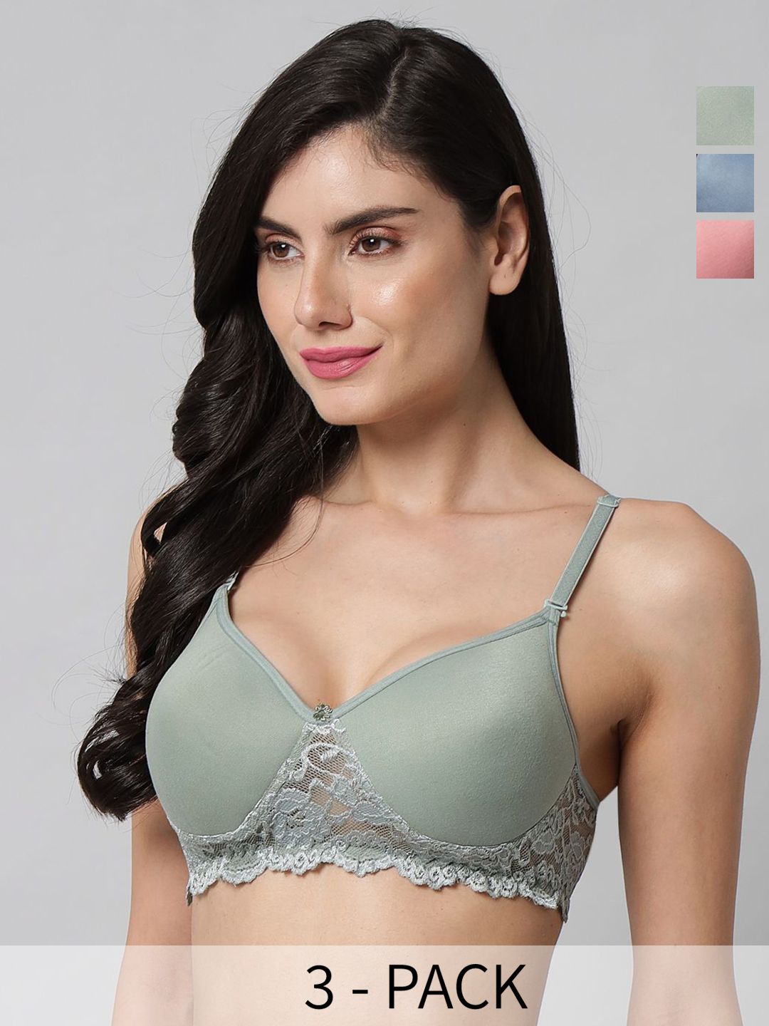 Calcados Women Pack Of 3 Full Coverage Lightly Padded Bra-picture-40