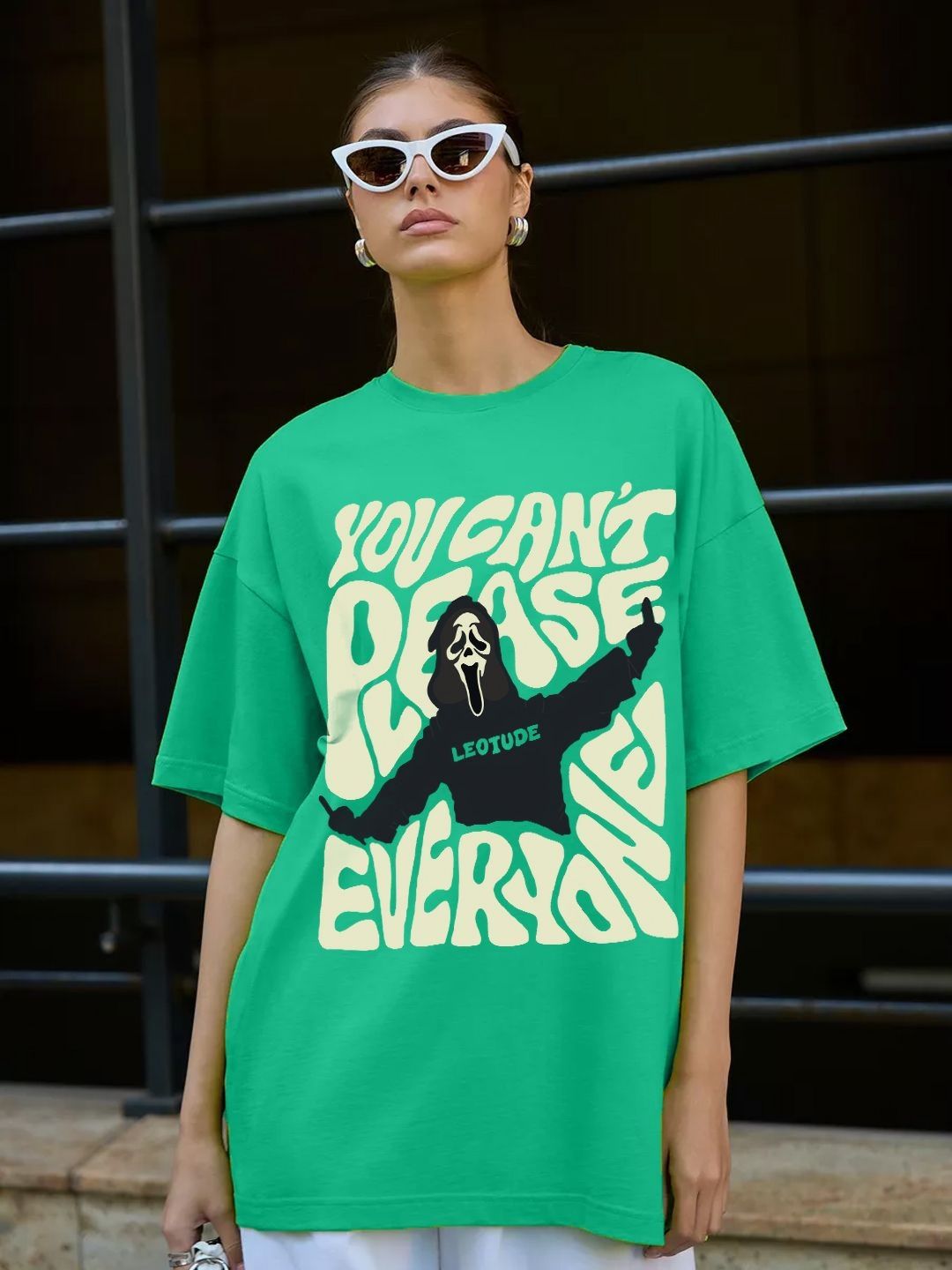 Leotude Women Graphic Printed Round Neck Cotton Oversized T-shirt-picture-26