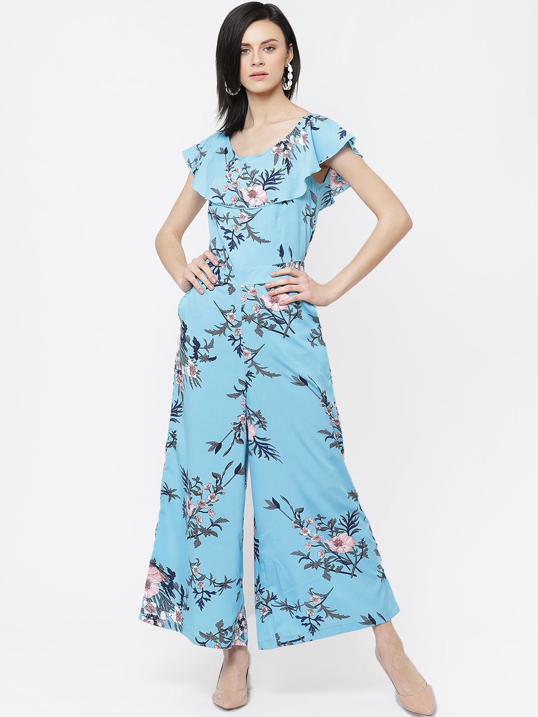 DressBerry Women Floral Printed Round Neck Sleeveless Basic Jumpsuit-picture-14