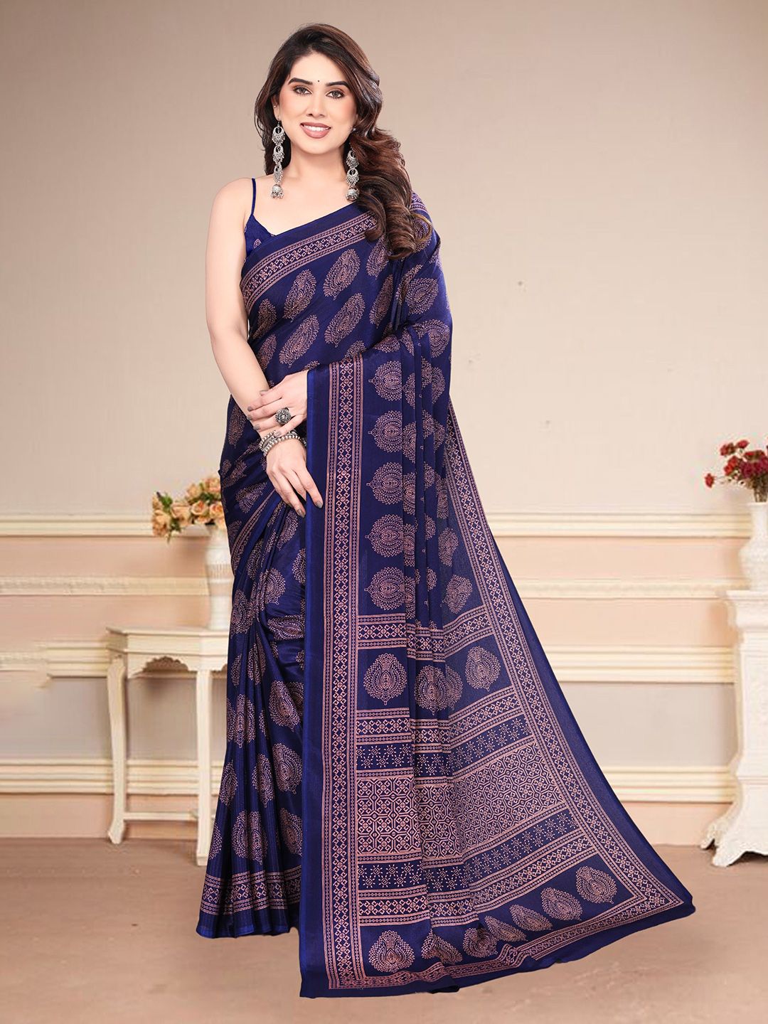 SUPERLAXMI Ethnic Motifs Printed Pure Chiffon Saree-picture-12