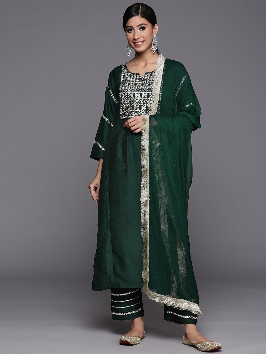 Varanga Women Geometric Embroidered Kurta with Trousers & Dupatta-picture-26