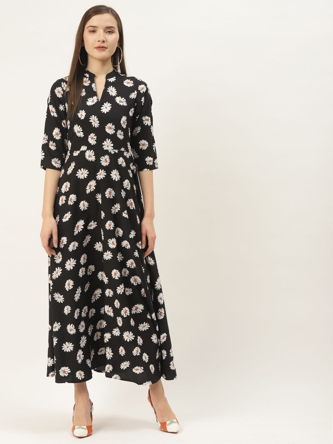 Deewa Floral Print Crepe A-Line Maxi Dress-picture-28