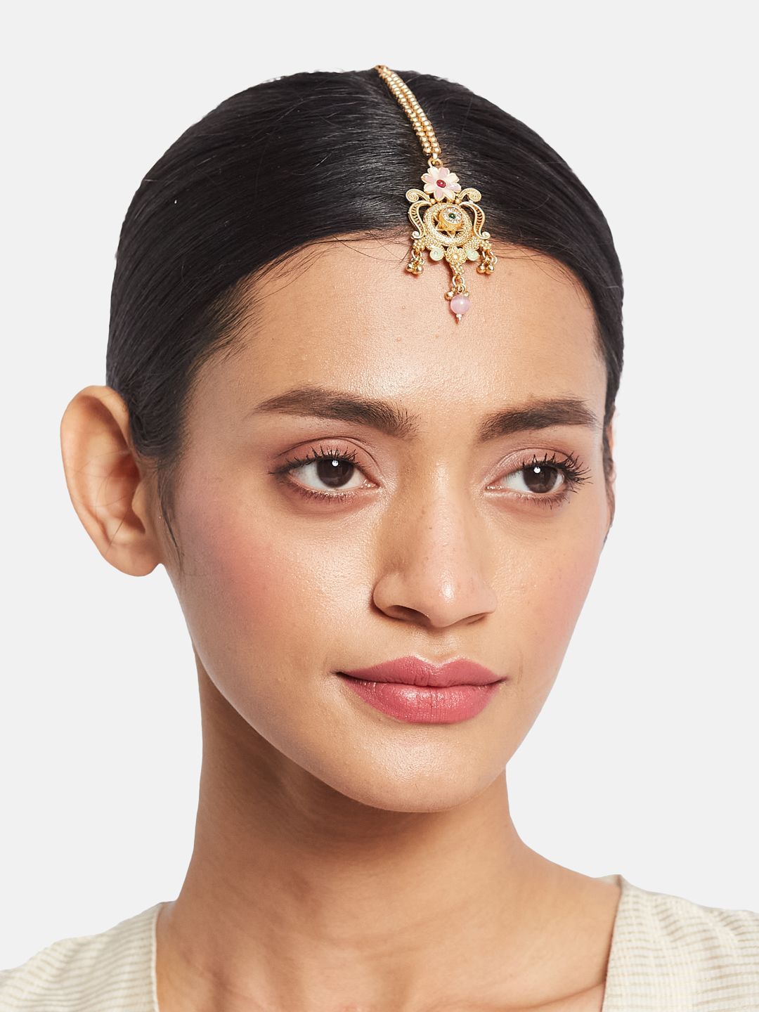 ATIBELLE Set of 3 Gold-Plated Kundan Studded Maang Tikka Head Jewellery