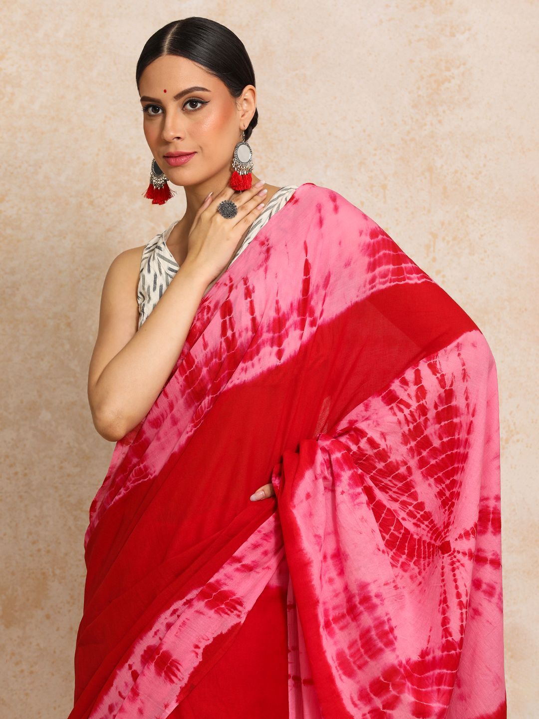 Moara Ready To Wear Pure Cotton Tie and Dye Saree with Unstiched Blouse-picture-21