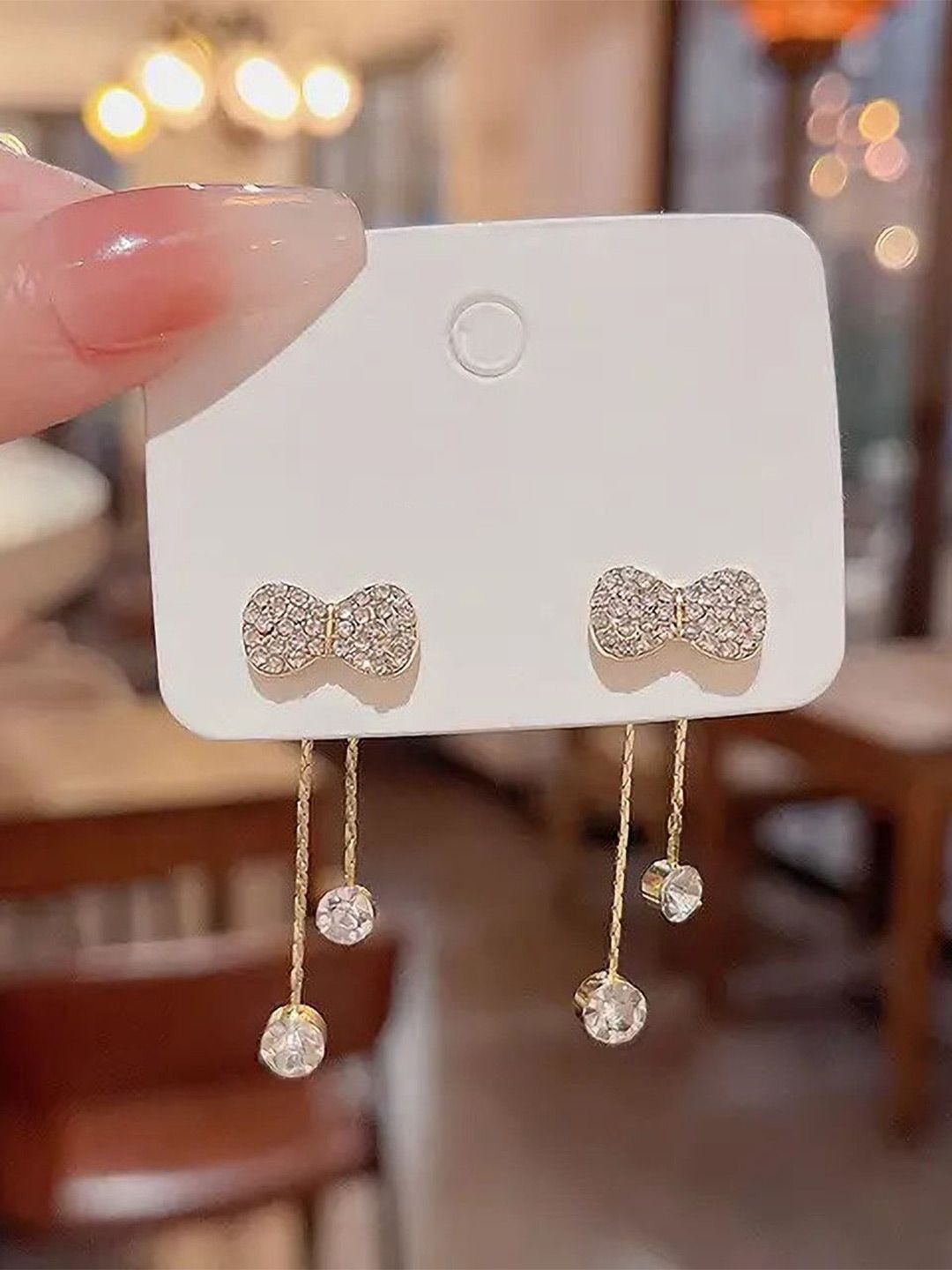 SZN Artificial Stones Studded Contemporary Korean Drop Earrings-picture-10