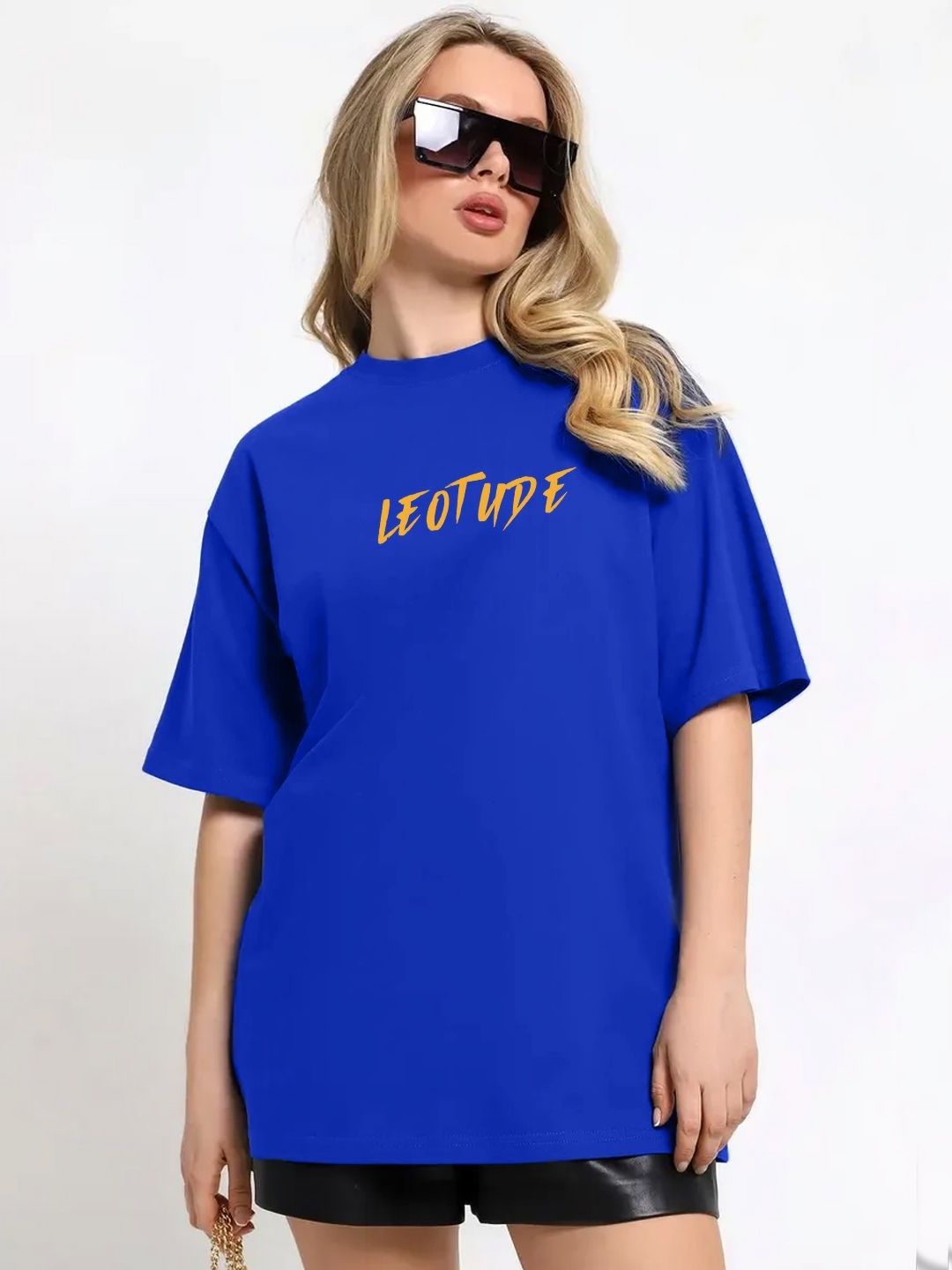 Leotude Women Typography Printed Oversized Cotton T-shirt-picture-39