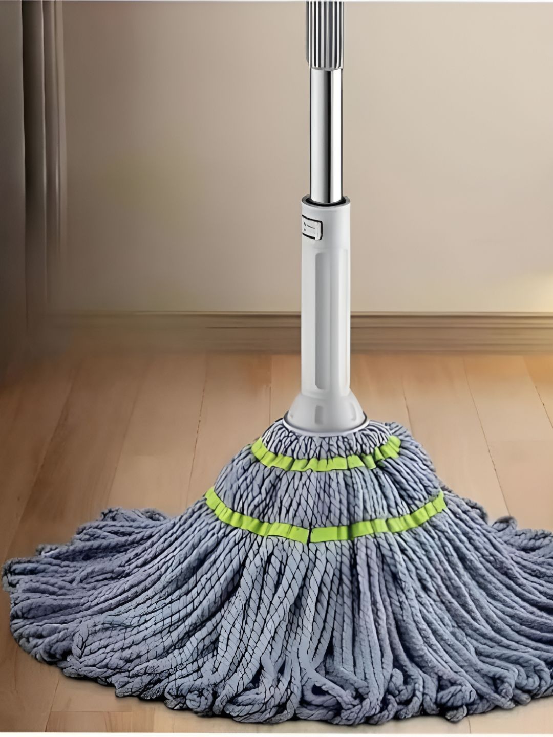 upkaranwale Grey & Green Self-Wringing Twist Mop With Long Handle-image-32