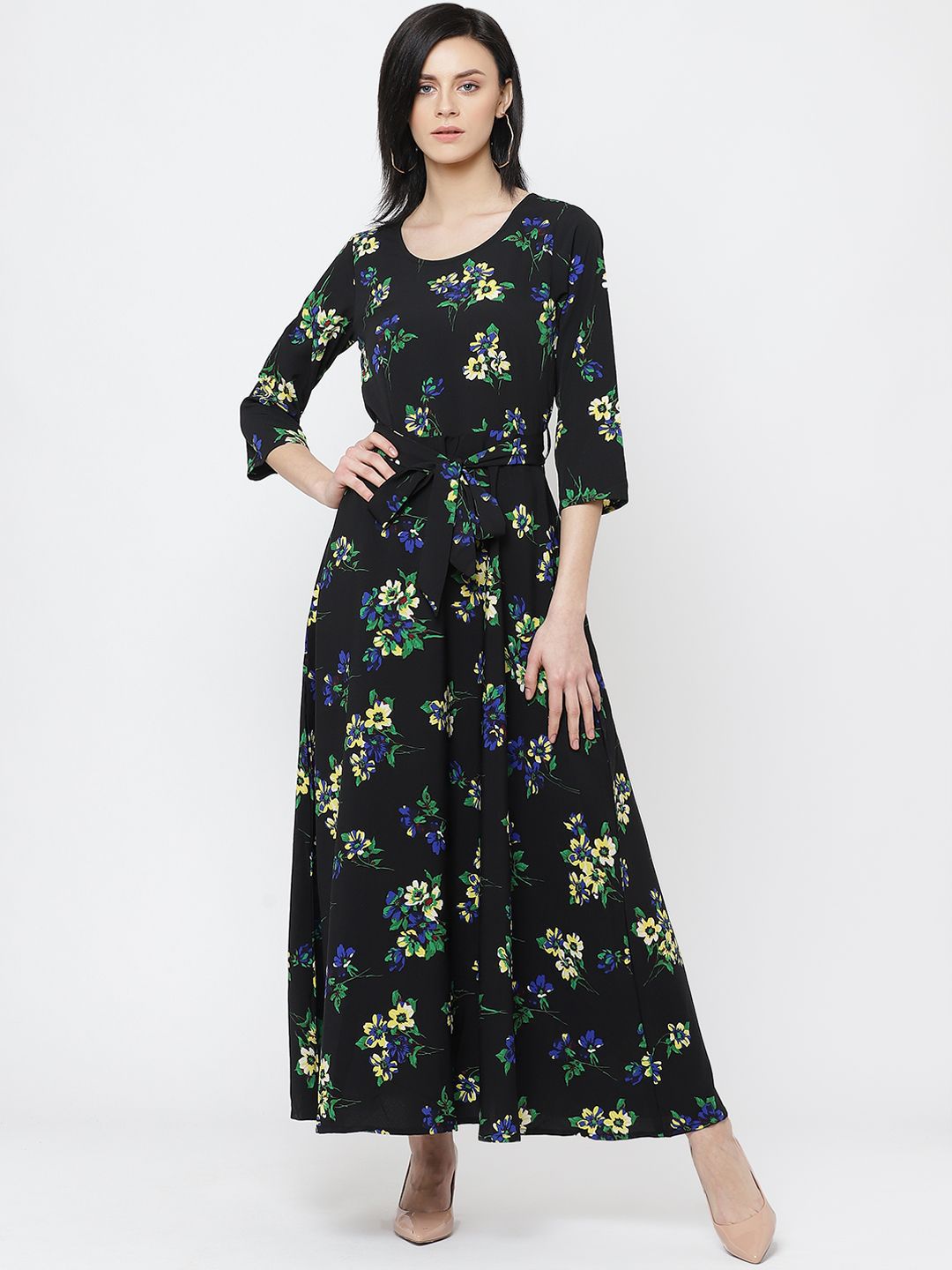 Deewa Women Floral Print Crepe A-Line Maxi Dress-picture-24