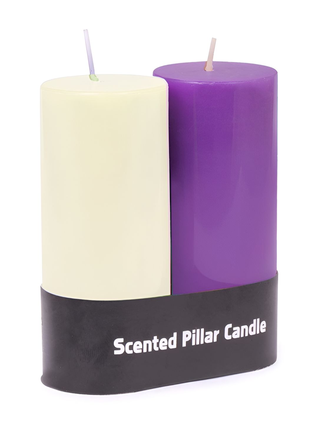 PEEPALCOMM Purple & Off White2 Pieces Pillar Candle-picture-34