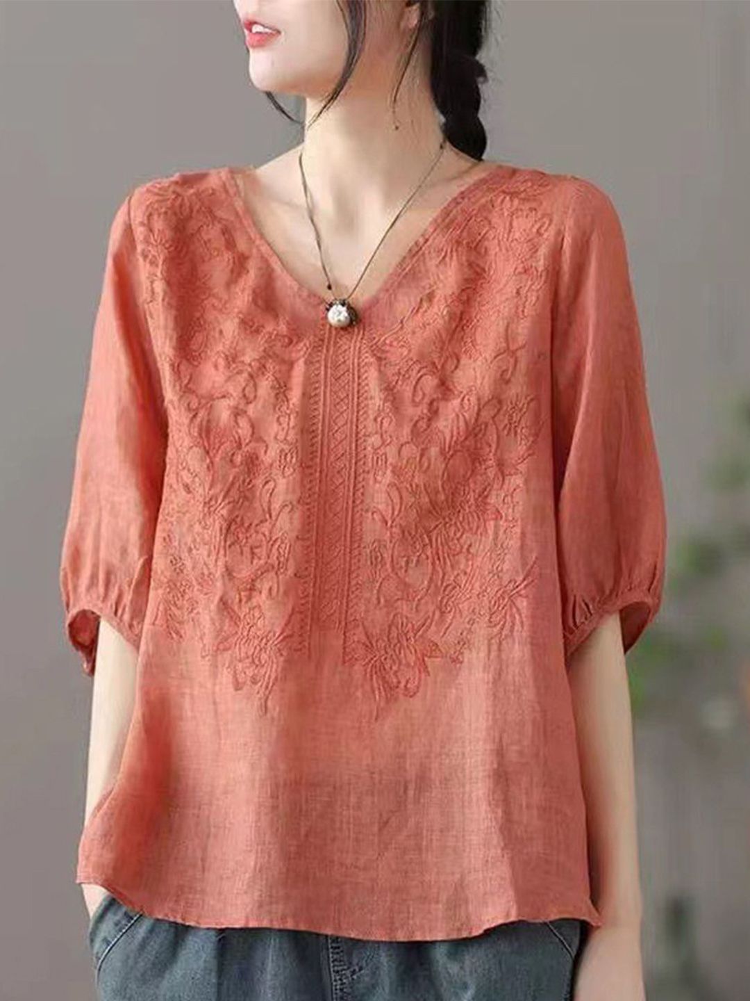 DressBerry Women Printed Puff Sleeve Cotton Top-picture-26