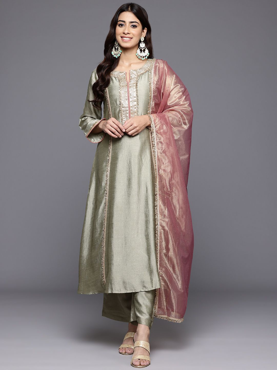 Varanga Women Ethnic Motifs Embroidered Kurta with Palazzo & Dupatta-picture-20