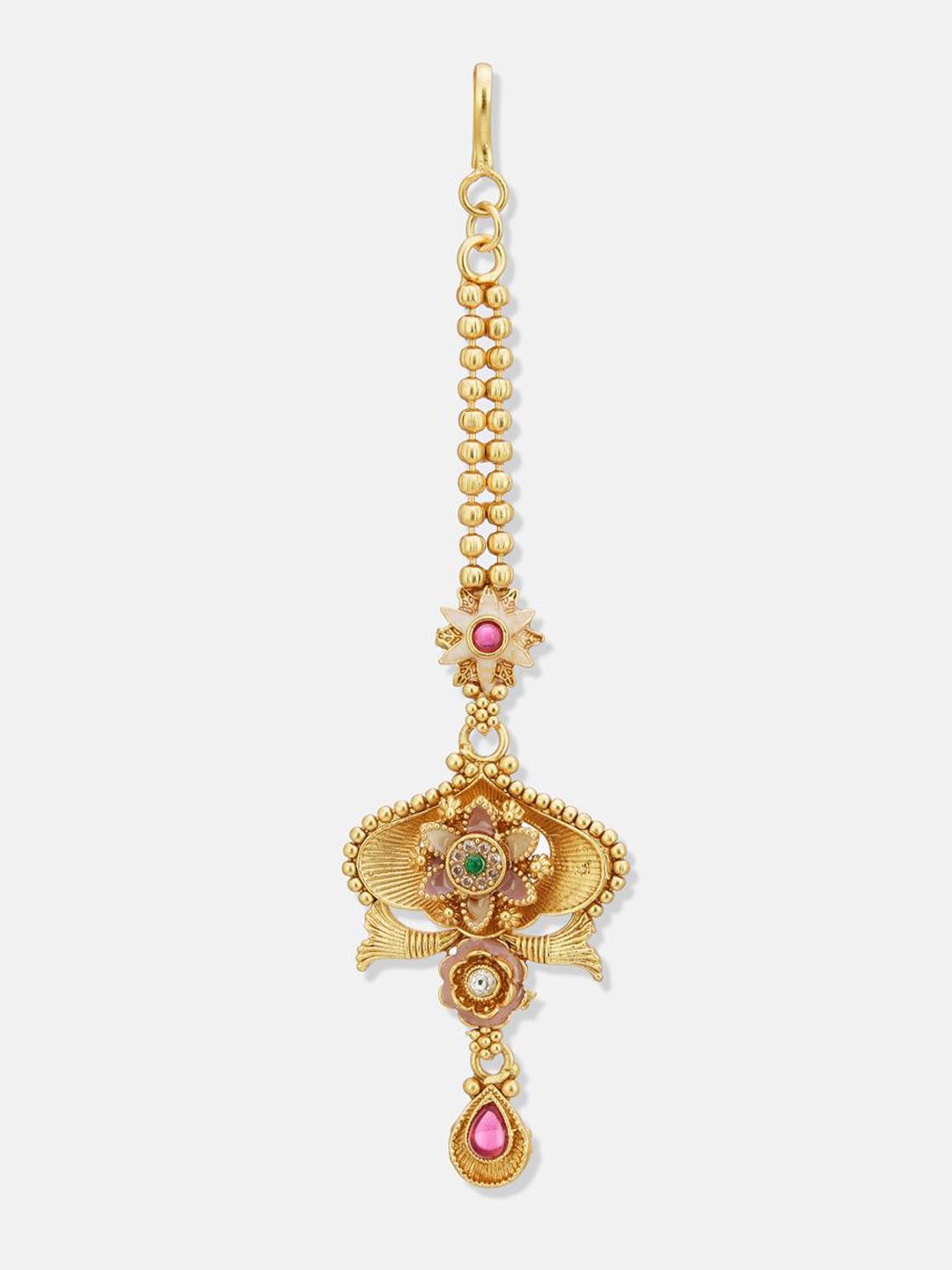 ATIBELLE Set Of 2 Gold-Plated Kundan Studded Maang Tikka