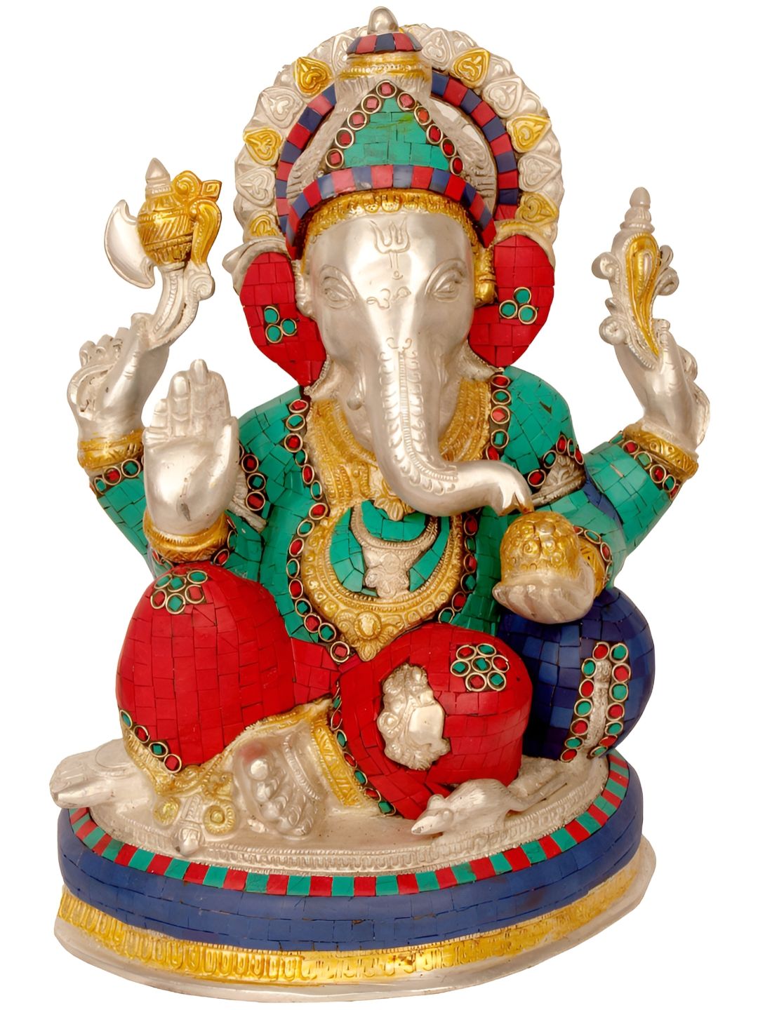Exotic India Brown & Red Lord Ganesha Religious Idol Showpiece-image-43