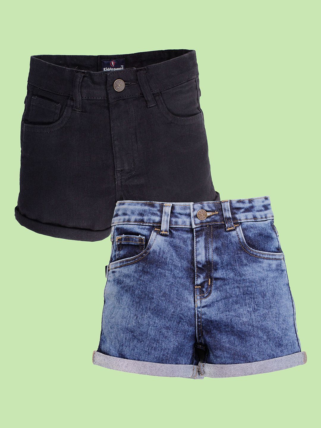 KiddoPanti Girls Pack Of 2 DenimShorts-picture-25