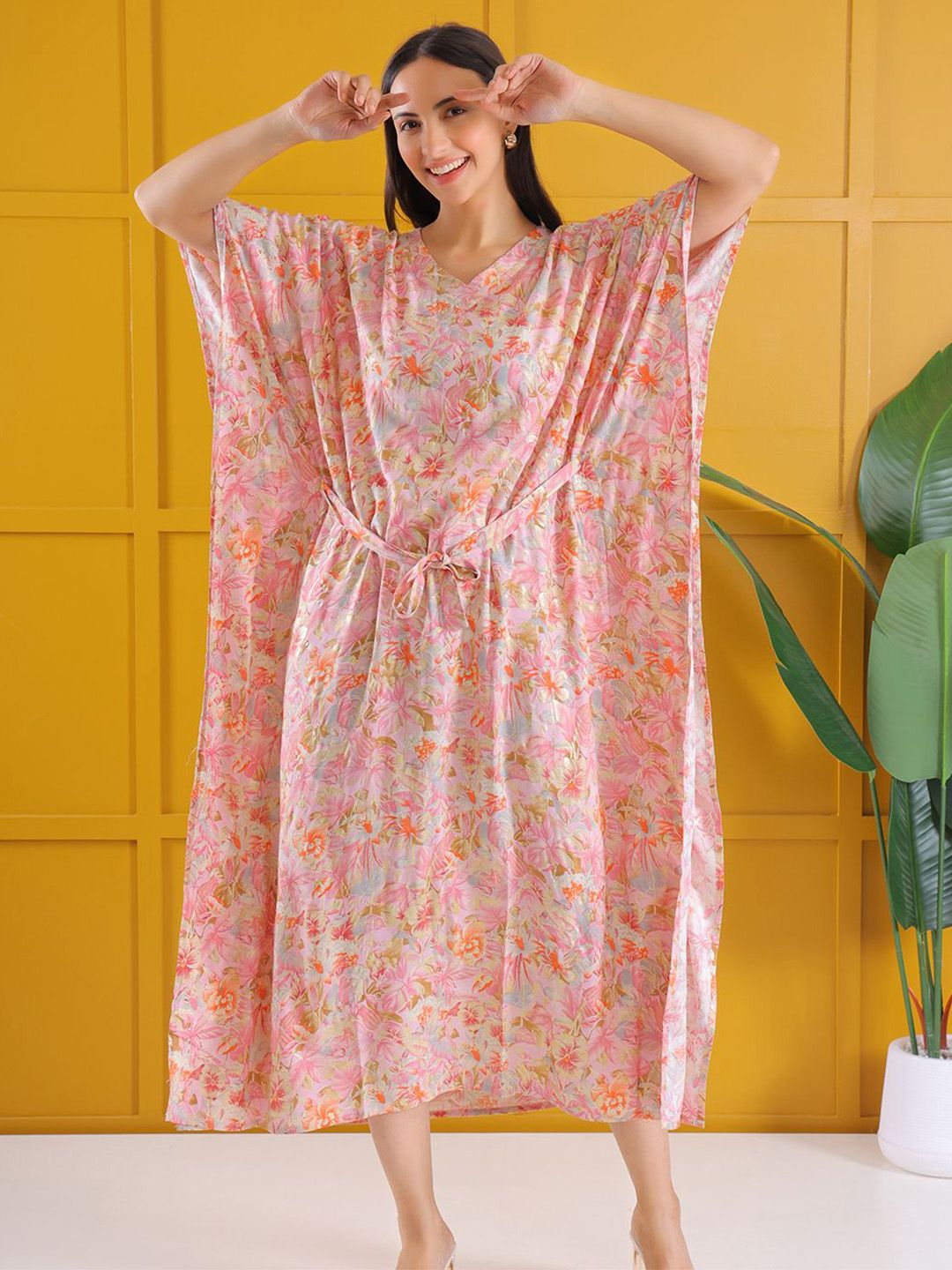 DARVI Women Floral Printed Kaftan Midi Dress-picture-34