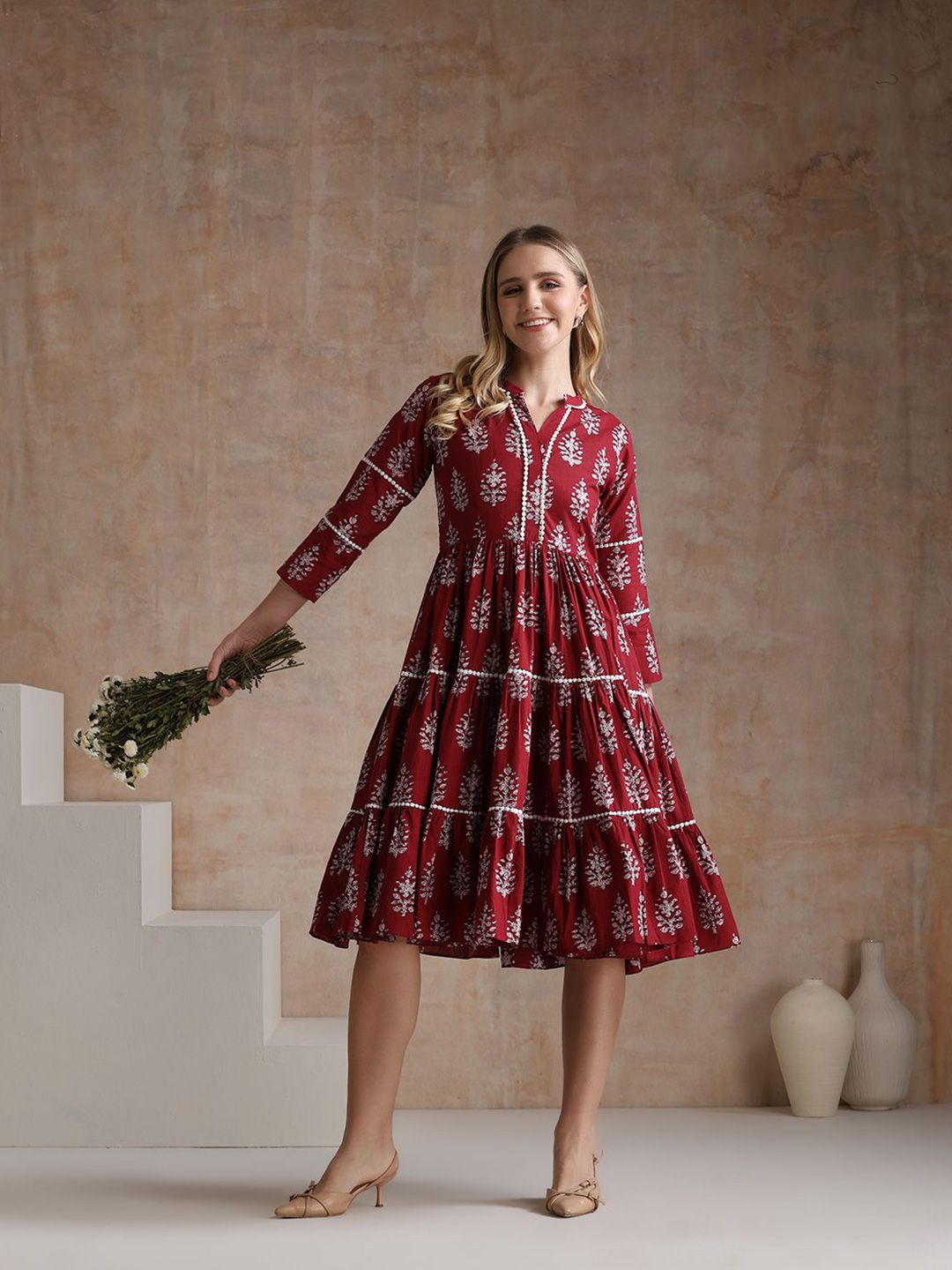 Khushal K Floral Print A-Line Midi Dress-picture-39