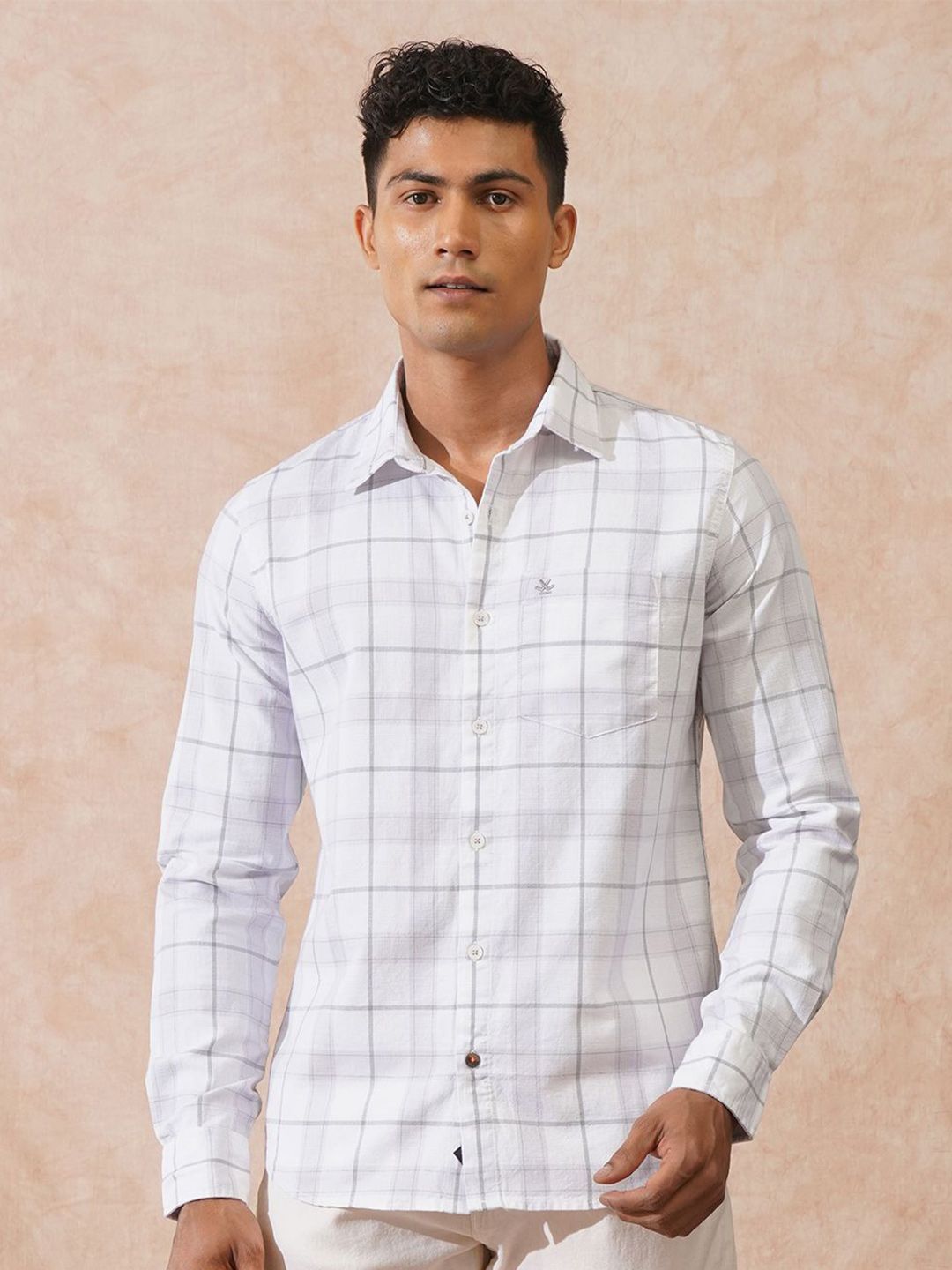 WROGN Men Comfort Slim Fit Tartan Checked Spread Collar Cotton Casual Shirt-picture-27