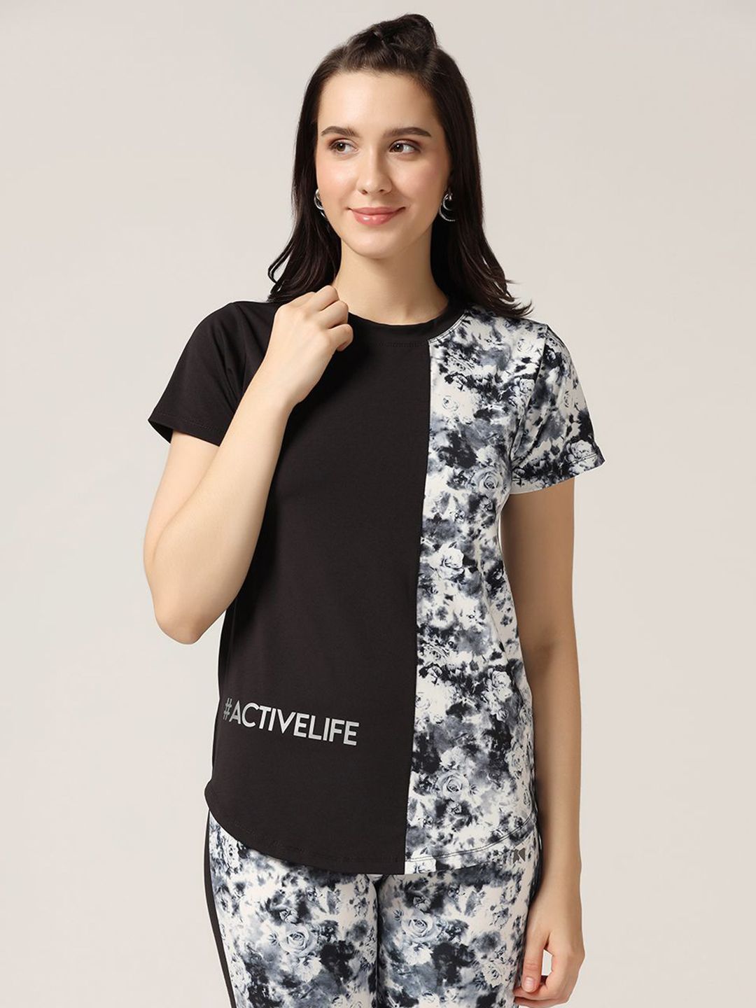 MUSCLE TORQUE Women Dri-Fit Colourblocked Round Neck T-shirt-picture-24