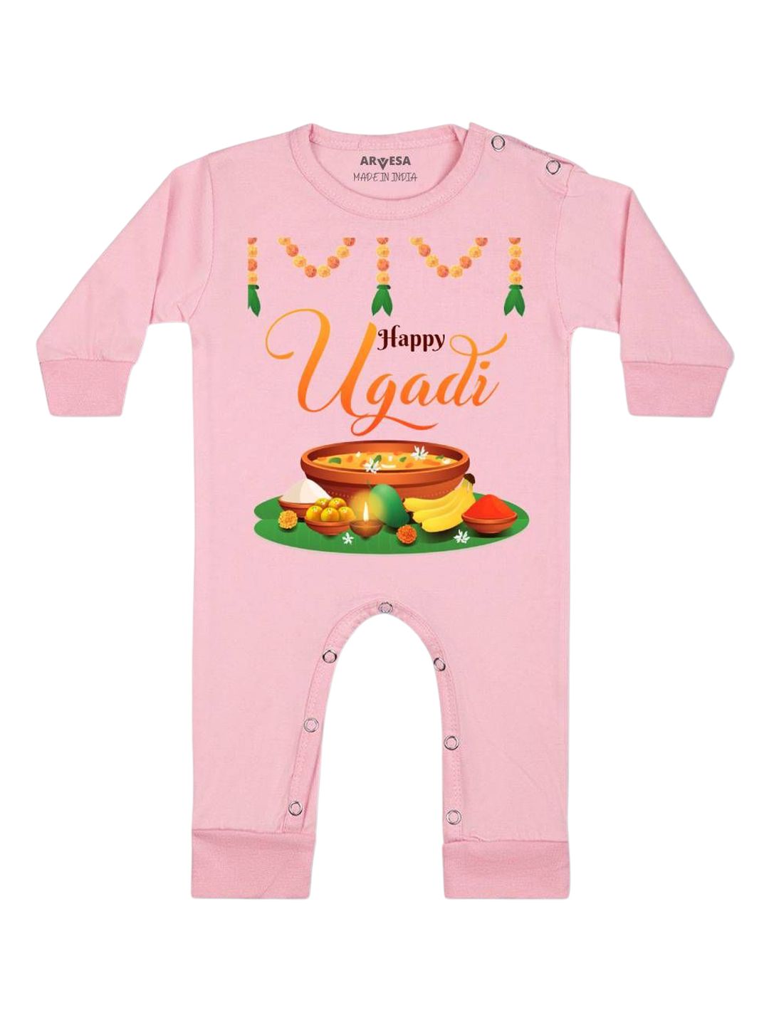 Arvesa Happy Ugadi Printed Bodysuit-picture-49