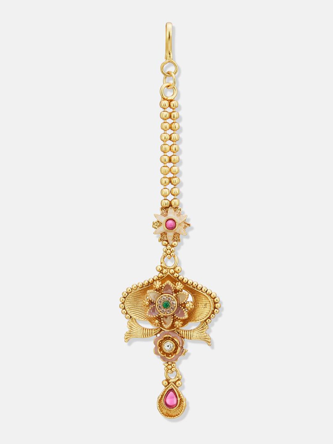 ATIBELLE Set of 3 Gold-Plated Kundan Studded Maang Tikka Head Jewellery