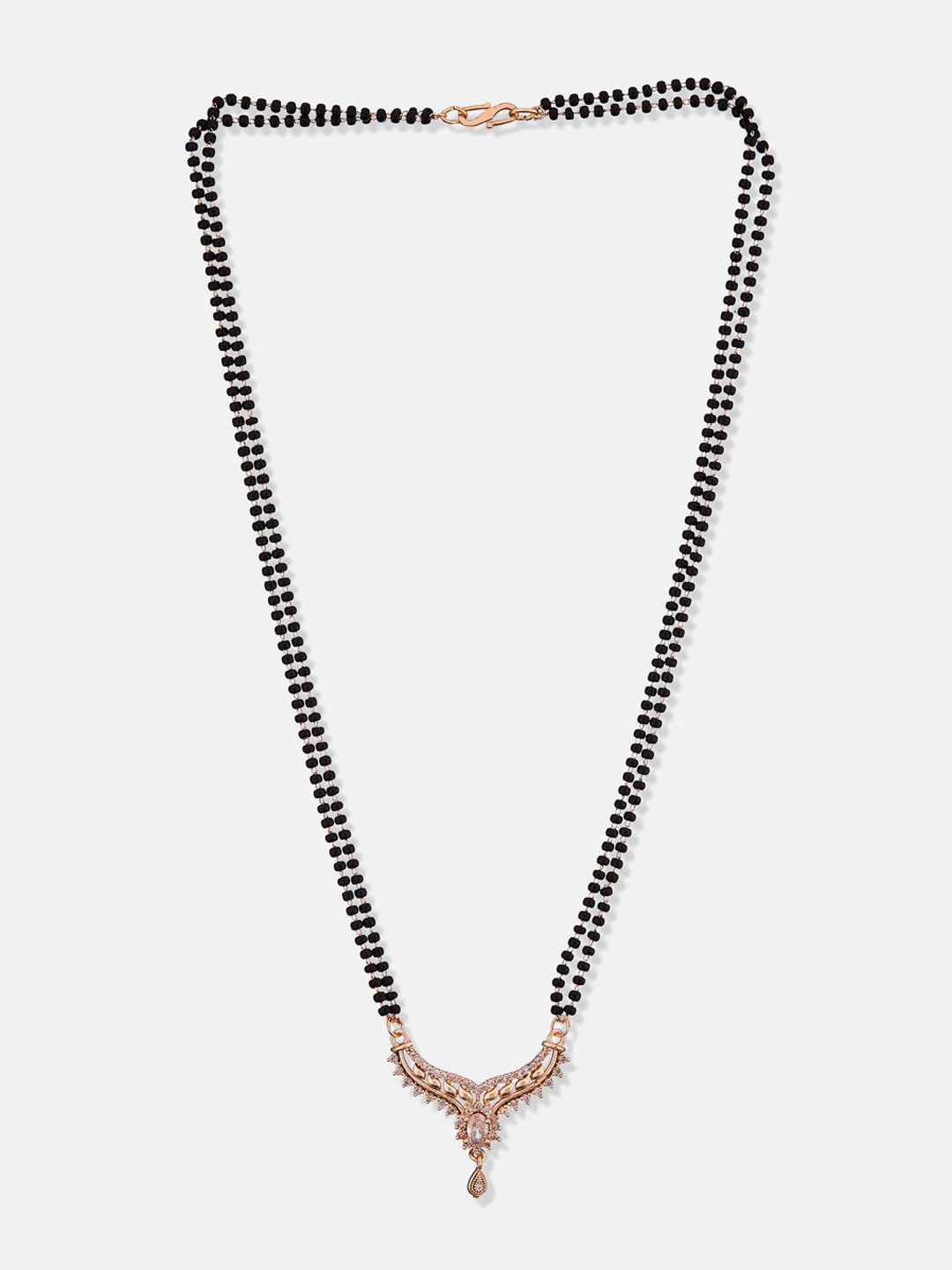 ATIBELLE  Set of 2 Rose Gold-Plated Artificial Stones Studded And Beaded Mangalsutra