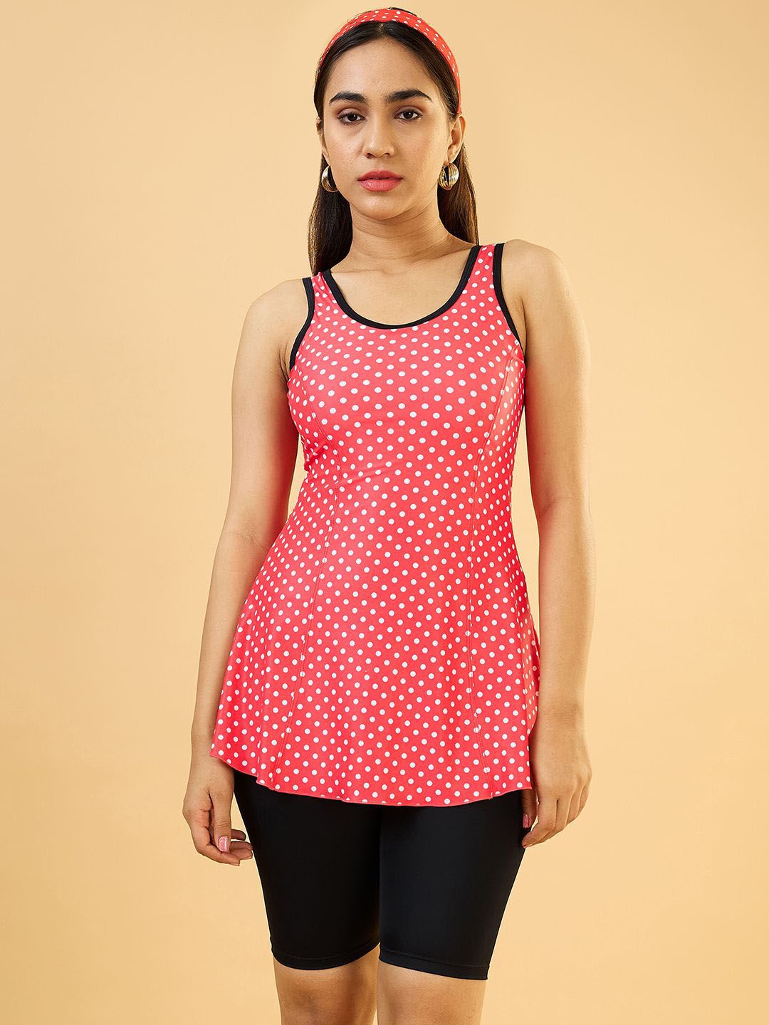 LYCOT Printed Round Neck Swimming Dress With Attached Shorts-picture-11