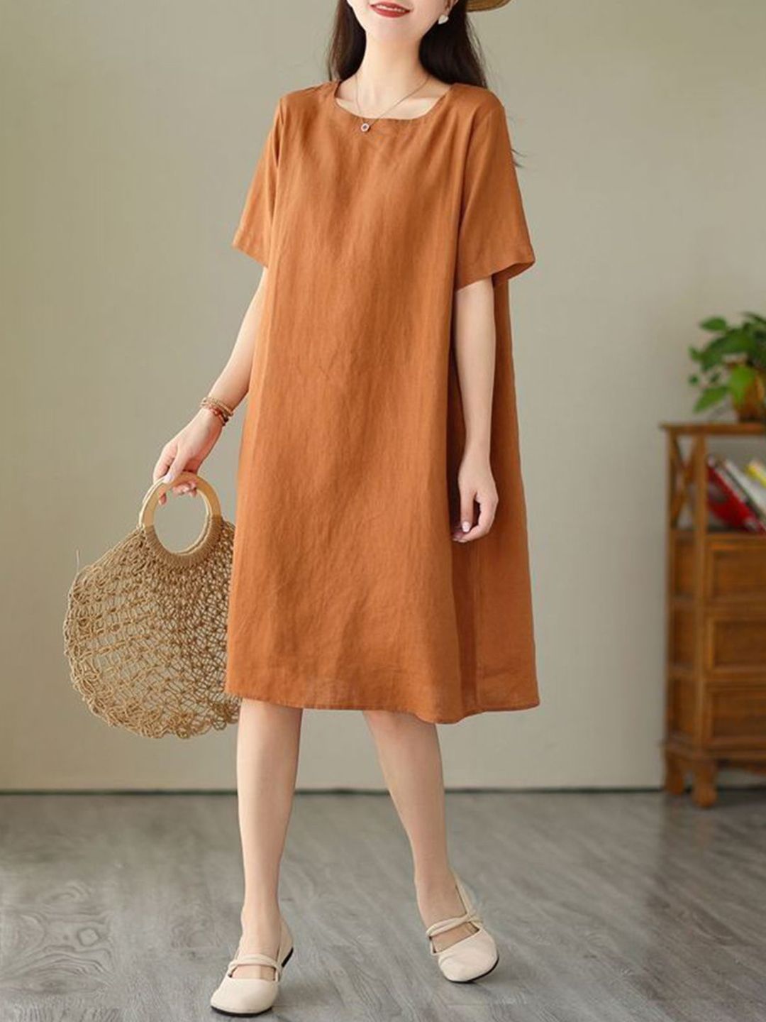 DressBerry Women Round Neck A-Line Midi Dress-picture-38