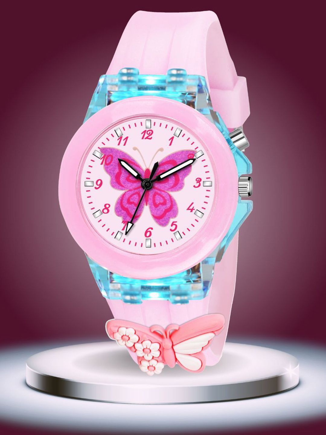 ON TIME OCTUS Girls Printed Dial & Straps Analogue Watch KD-042 PINK BUTTERFLY-picture-18