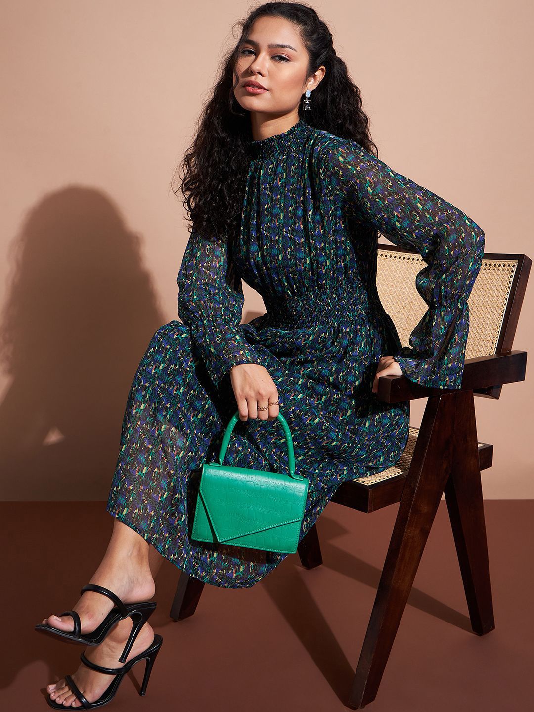 Deewa Women Tribal Printed Georgette Fit and Flare Midi Dress-picture-36