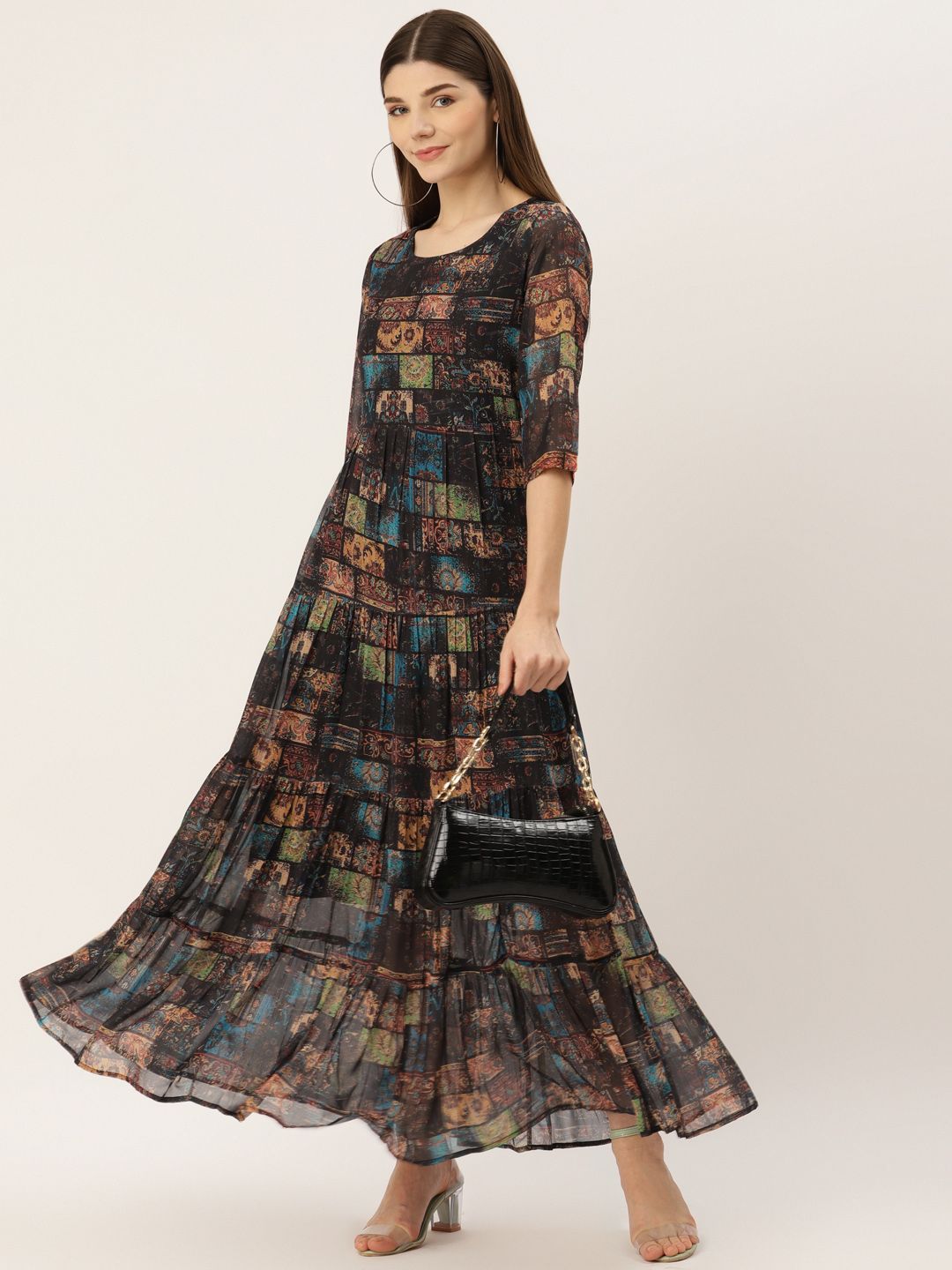 Deewa Women Floral Print Georgette Fit & Flare Maxi Dress-picture-26