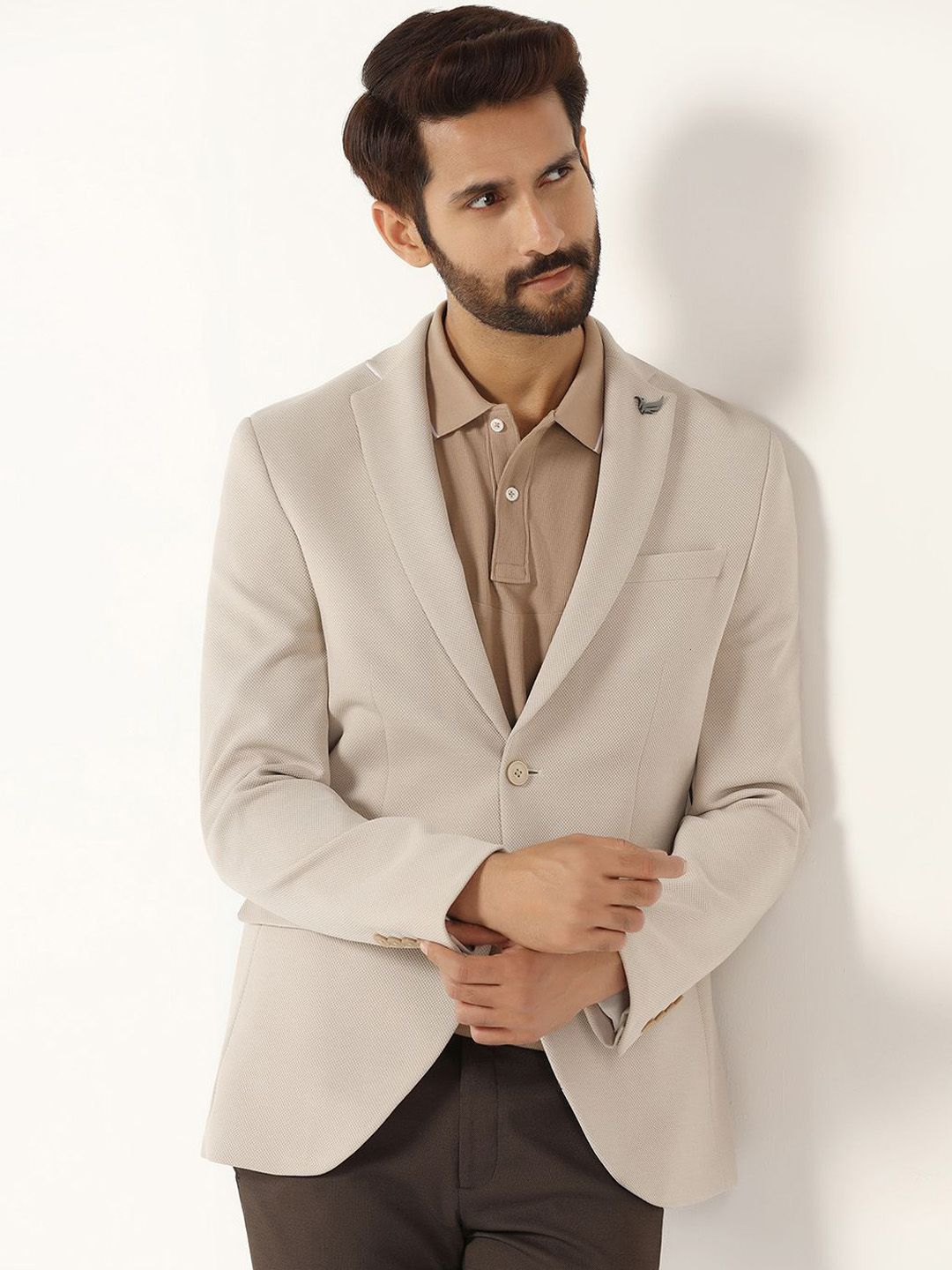 Blackberrys Men Self Design Slim-Fit Single Breasted Blazer-picture-25