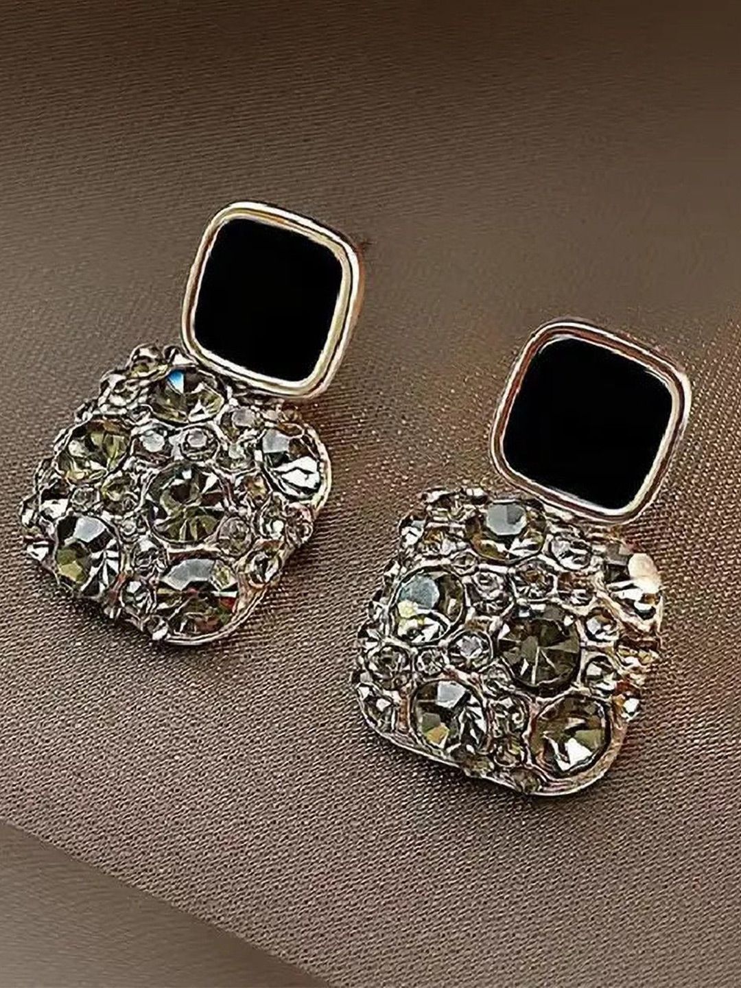 SZN Artificial Stones Studded Square Shaped Korean Drop Earrings-picture-27