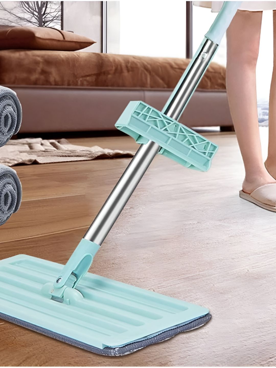 upkaranwale Blue Squeeze Flat Mop Microfiber Dusting Cloth