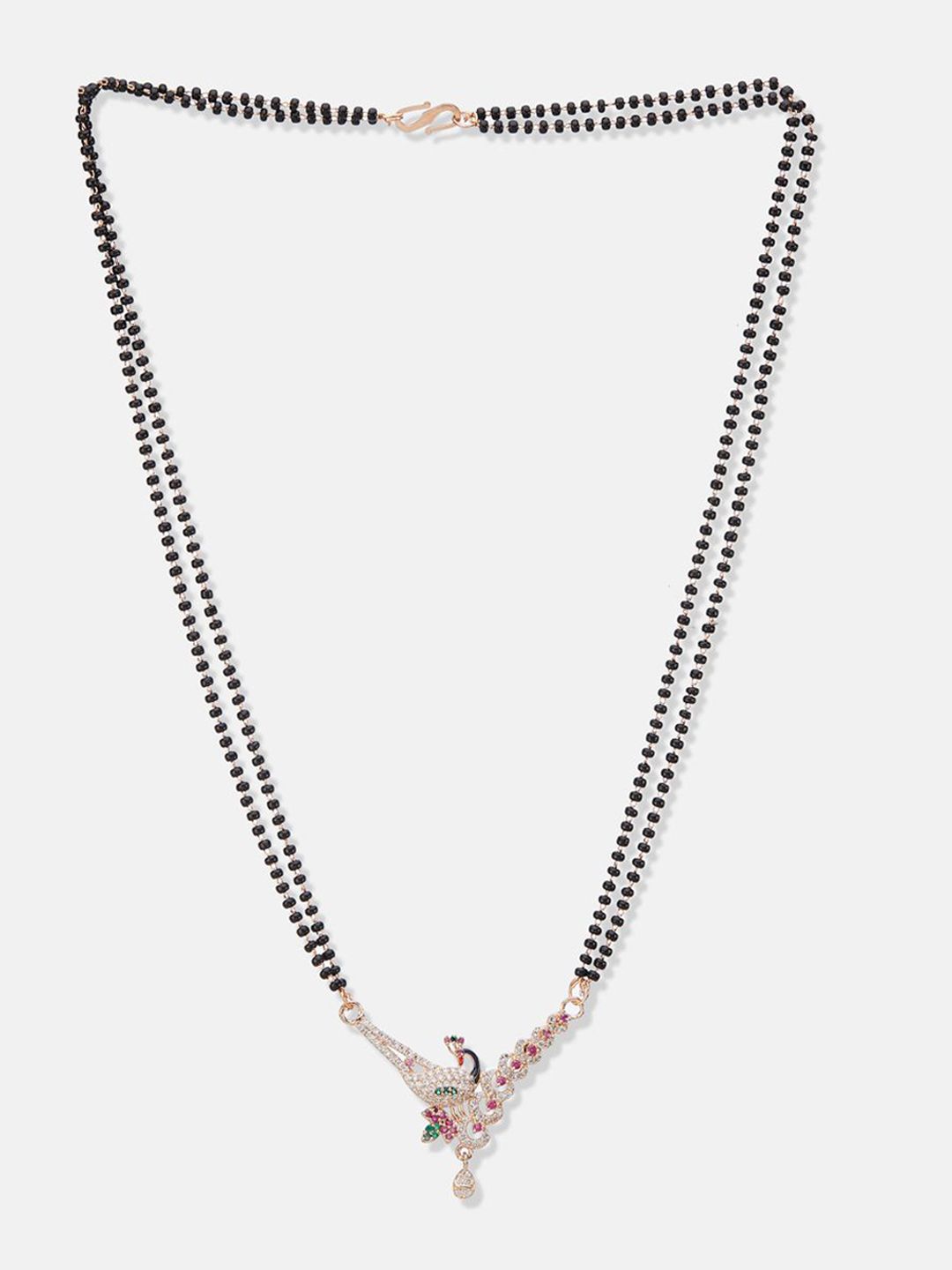 ATIBELLE  Set of 2 Rose Gold-Plated Artificial Stones Studded And Beaded Mangalsutra