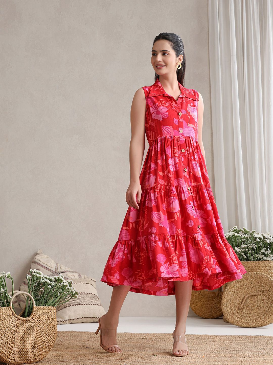 Khushal K Women Floral Print A-Line Midi Dress-picture-40