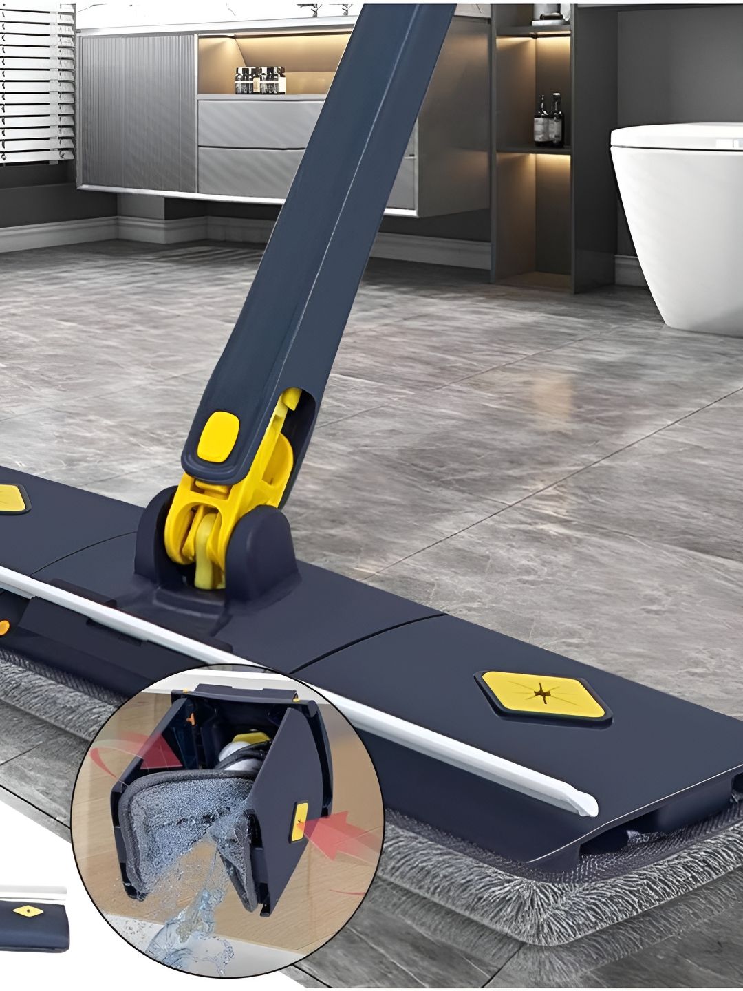 upkaranwale Blue 360 Rotating Head Self-Wringings Mop With Scraper-picture-27