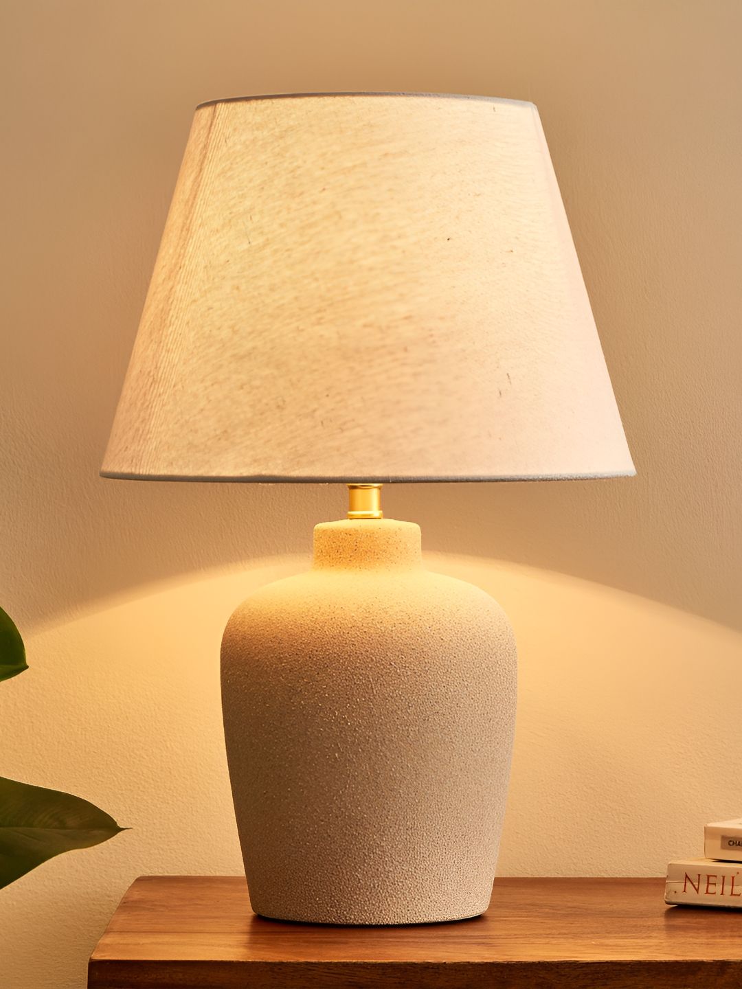 Home Centre Riviera Dune Beige Frustum Shaped Ceramic Table Lamp-image-17