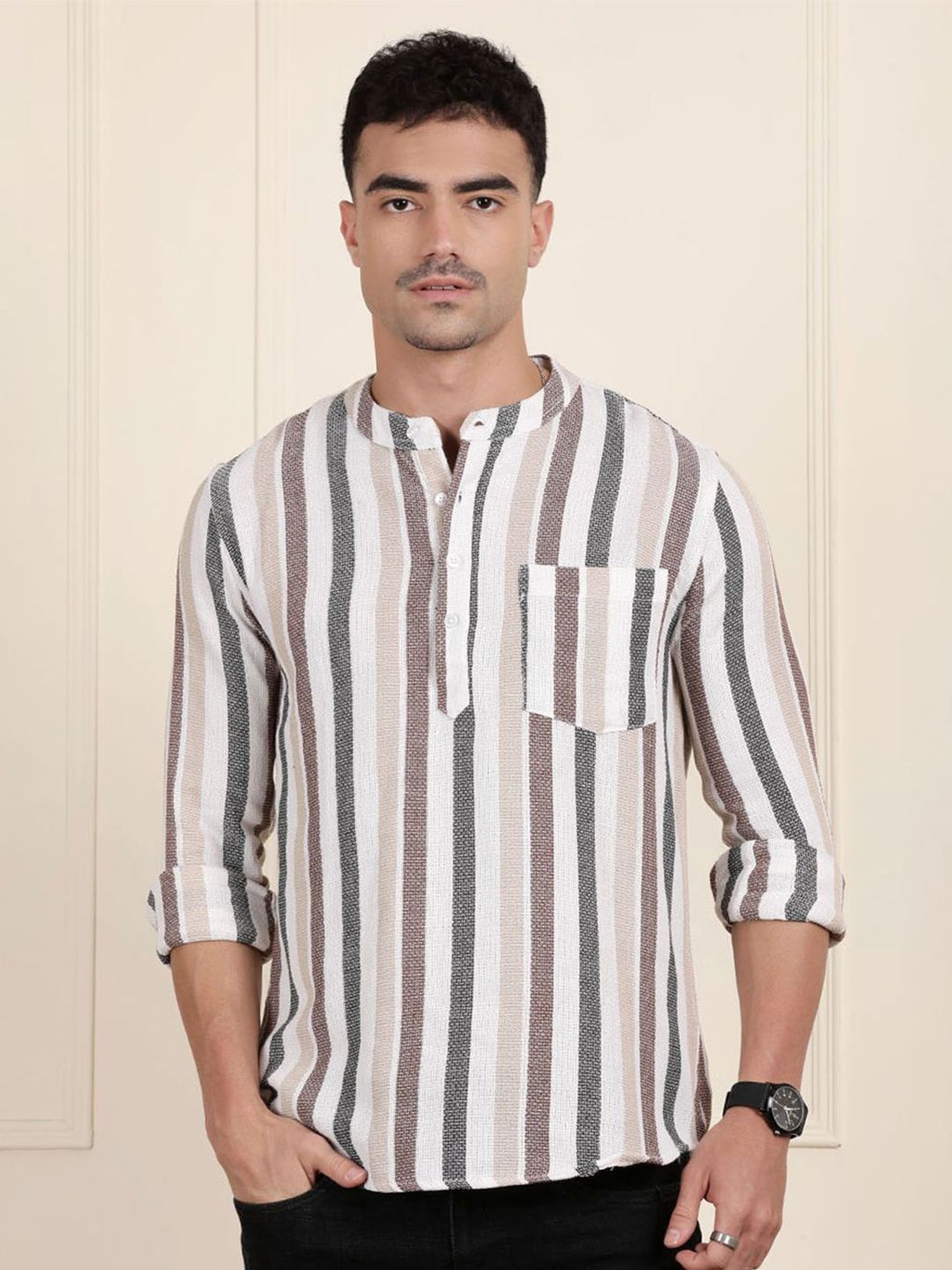 THE SOUL PATROL Men Striped Kurta-image-41